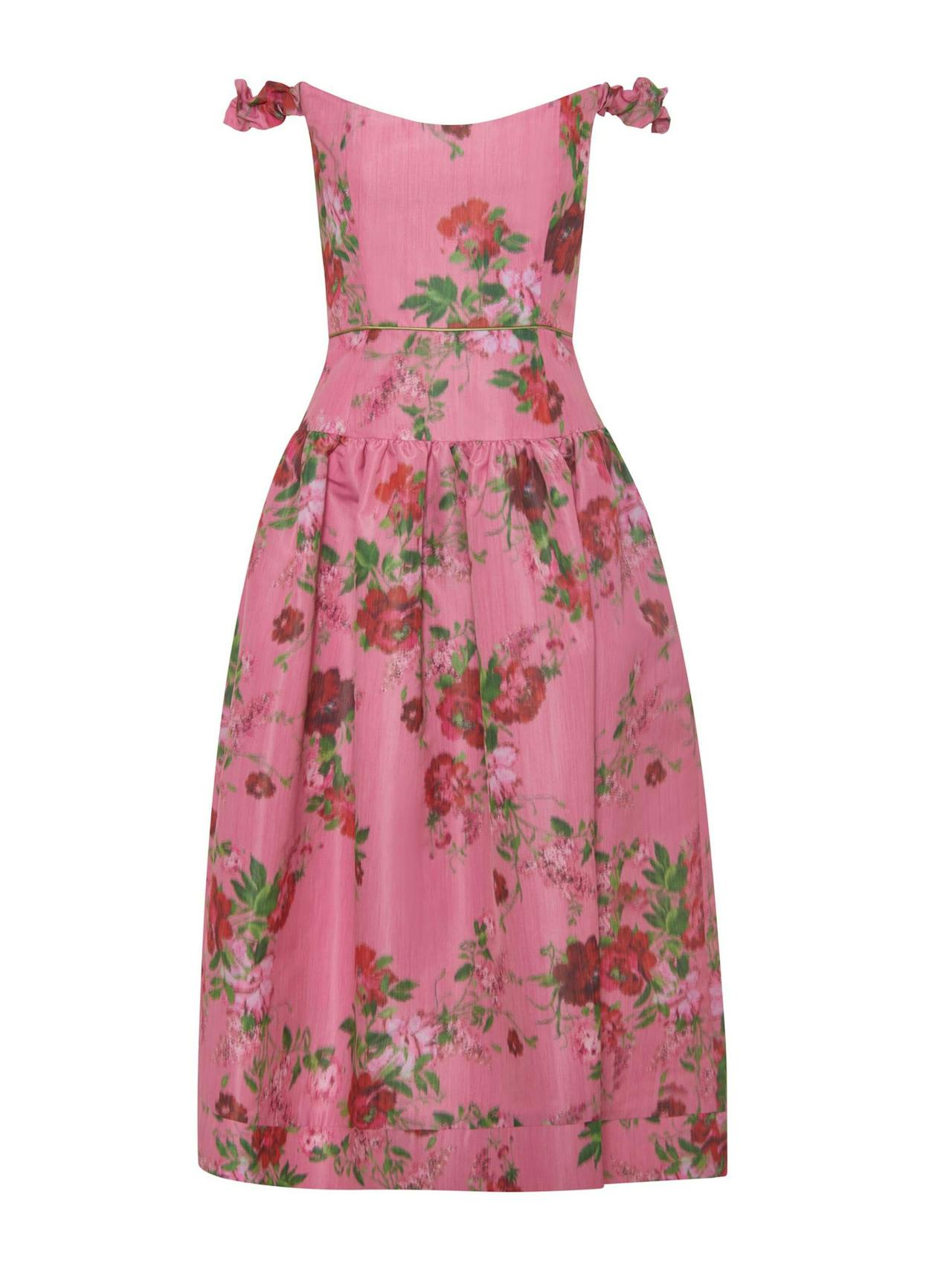 Giorgia pink floral ikat midi dress