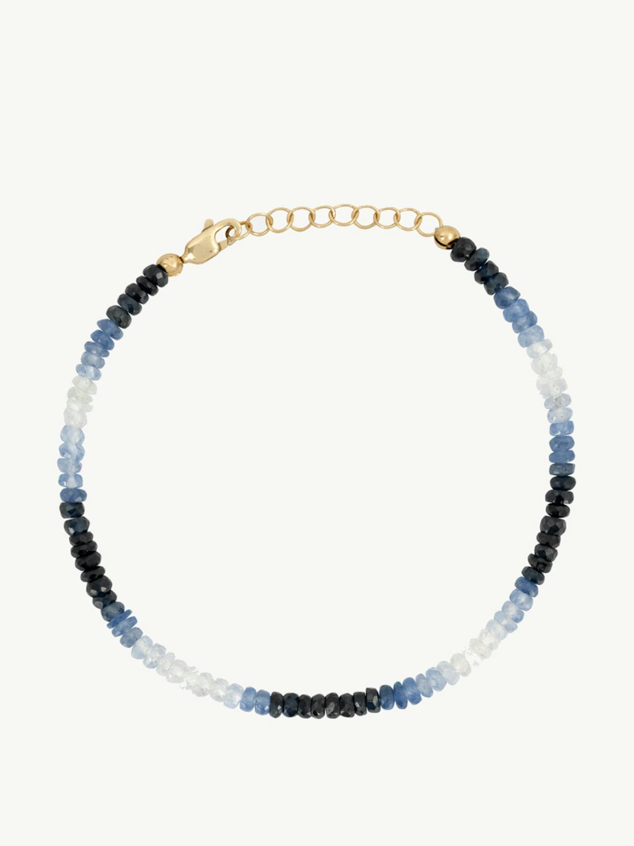 Graduated blue sapphire beaded anklet
