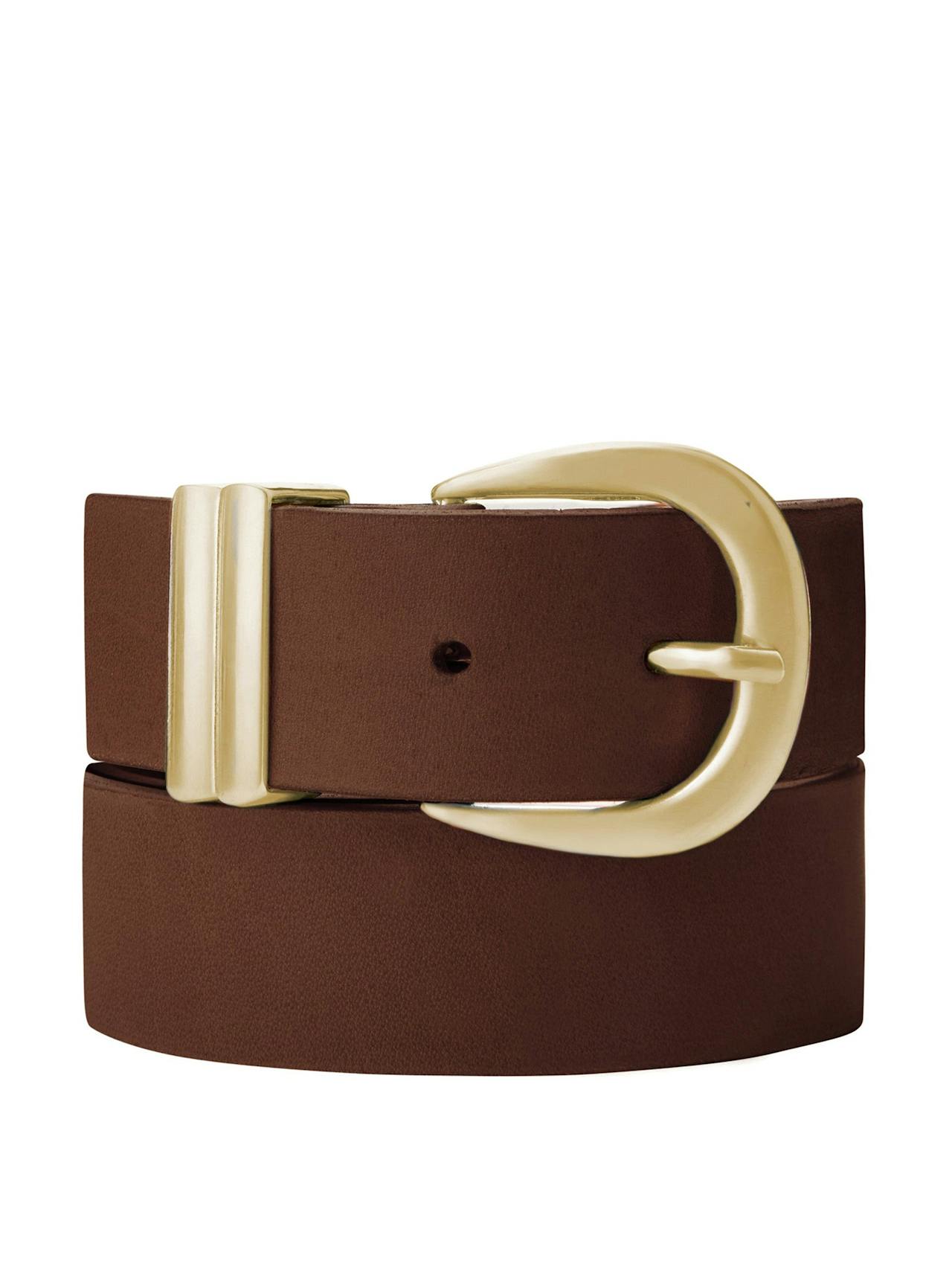 Signature gold buckle belt