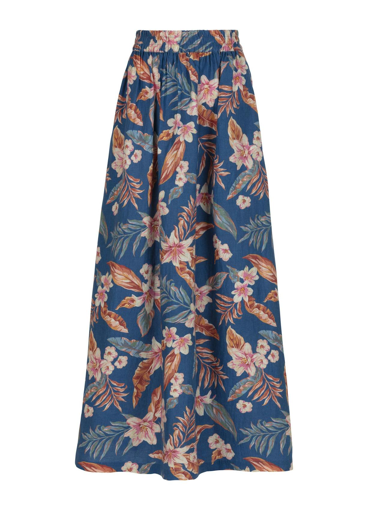 Benedetta hibiscus linen maxi skirt