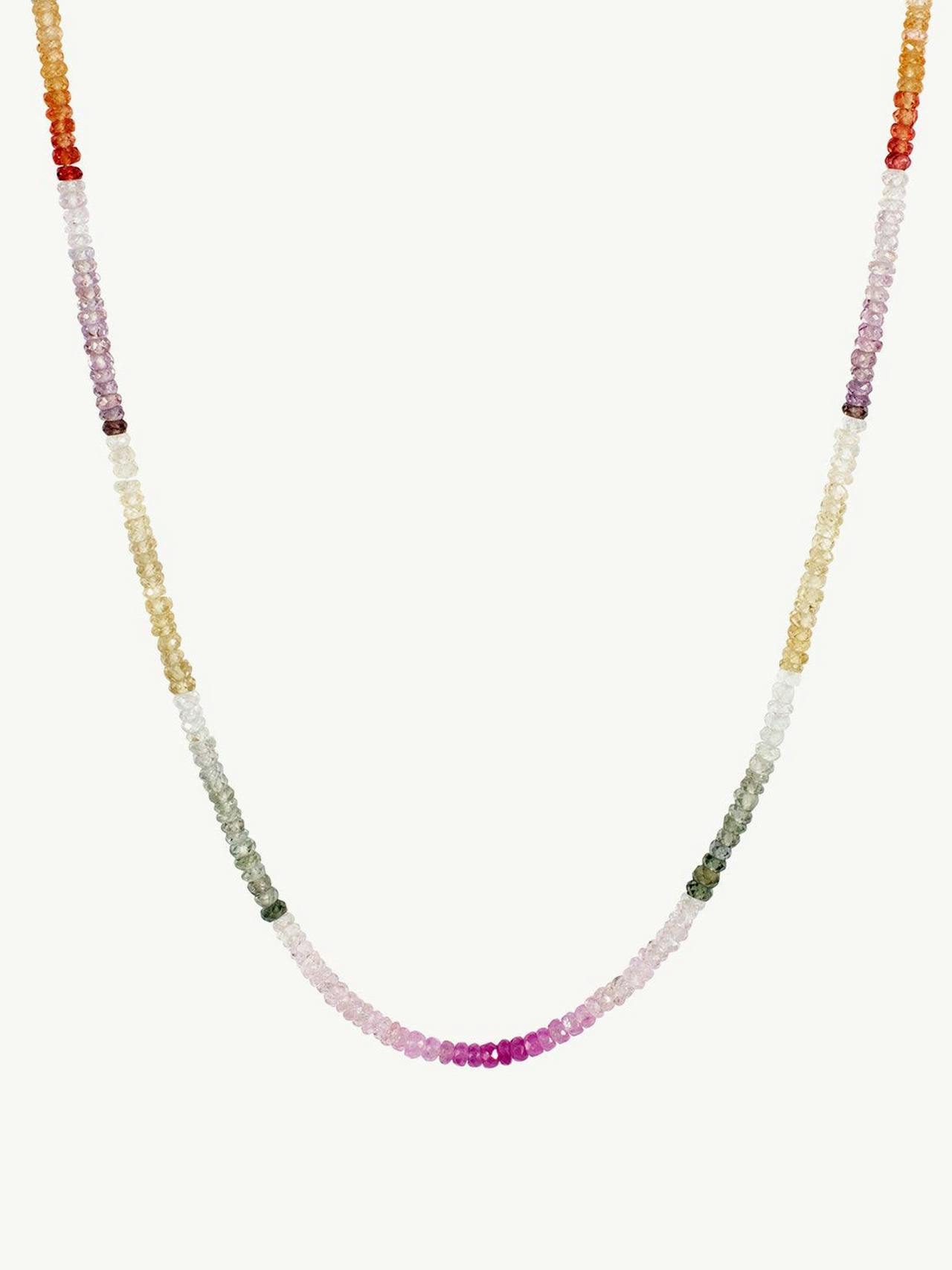 Graduated rainbow sapphire beaded necklace