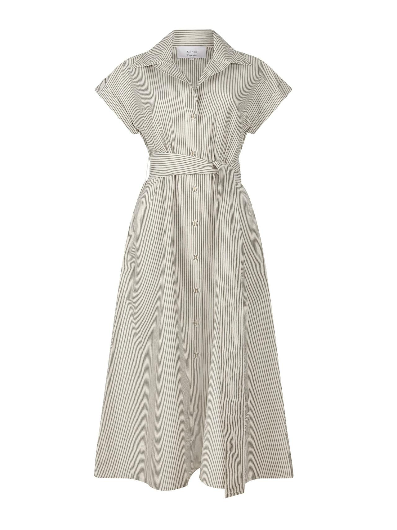 Lucy white and moss linen weave dress