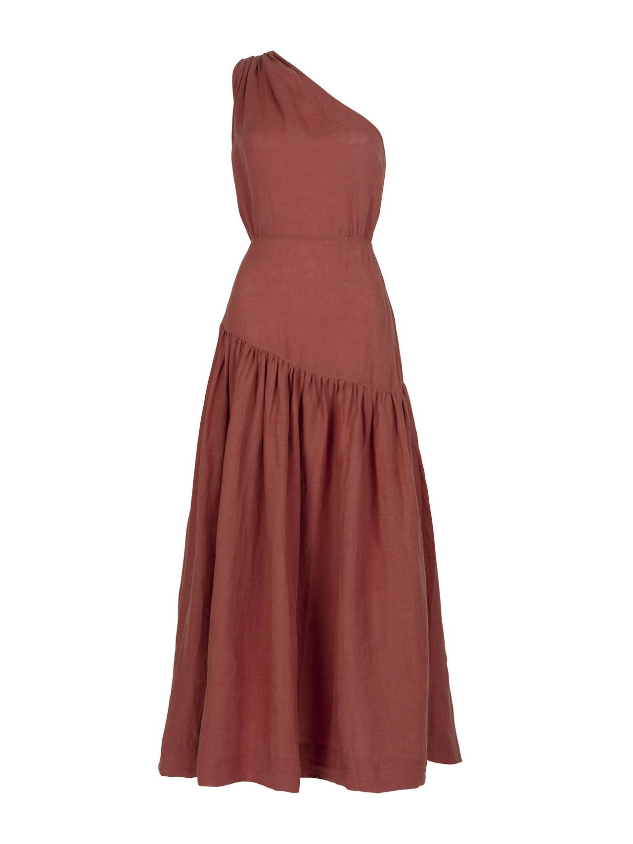 Mariam brick linen dress