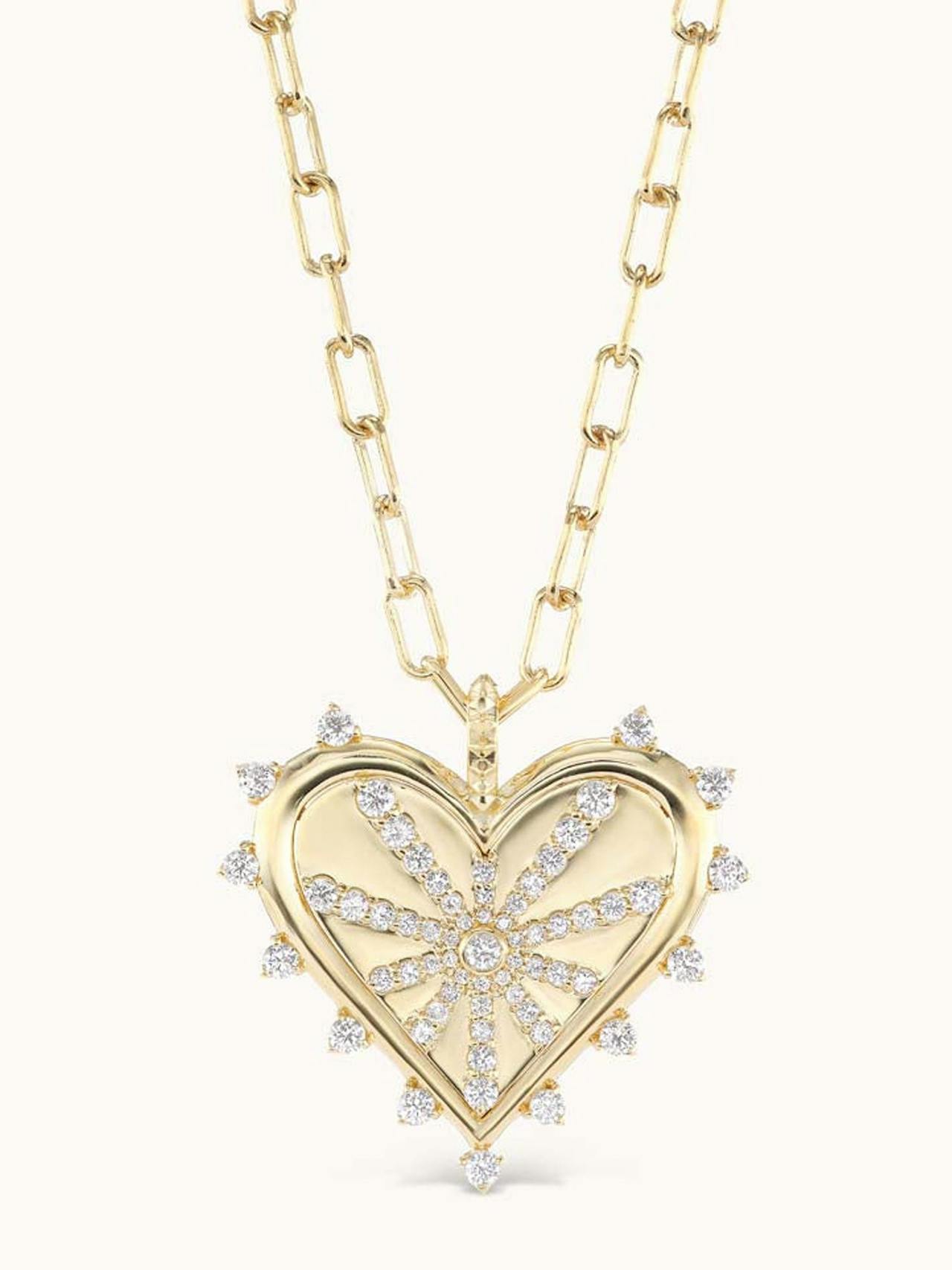 Spiked heart pavé necklace