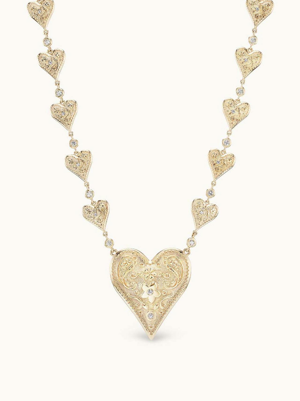 Southwestern mixed heart chain necklace