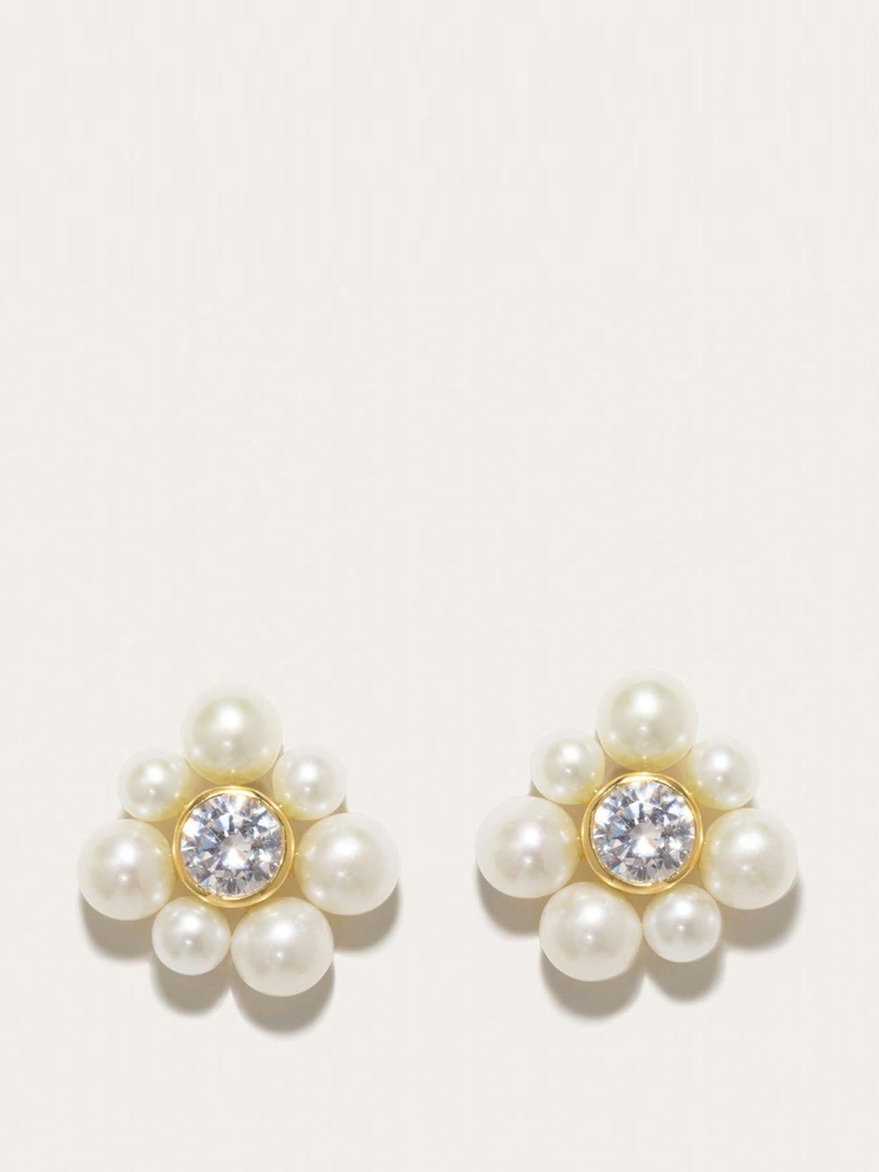 P175 pearl and zirconia gold vermeil earrings