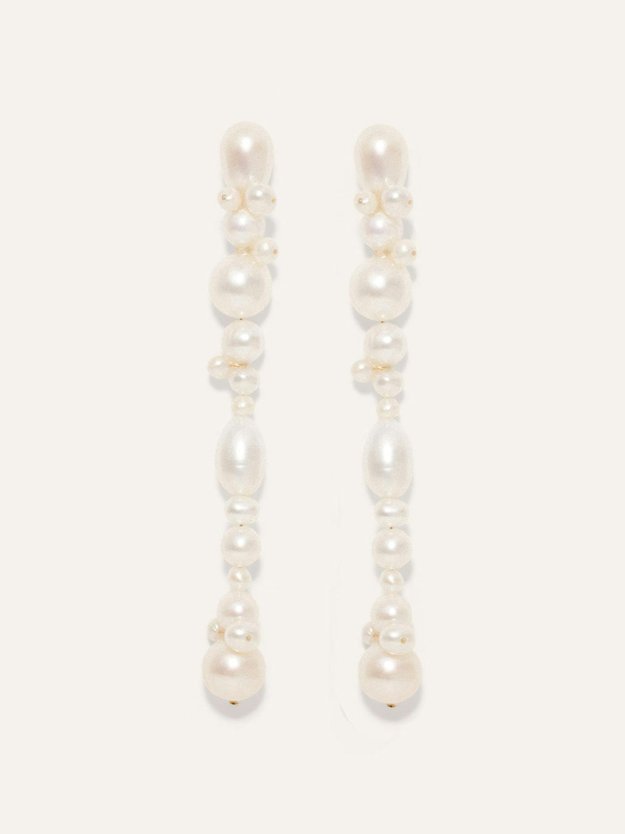 Pearl and gold vermeil glitch earrings