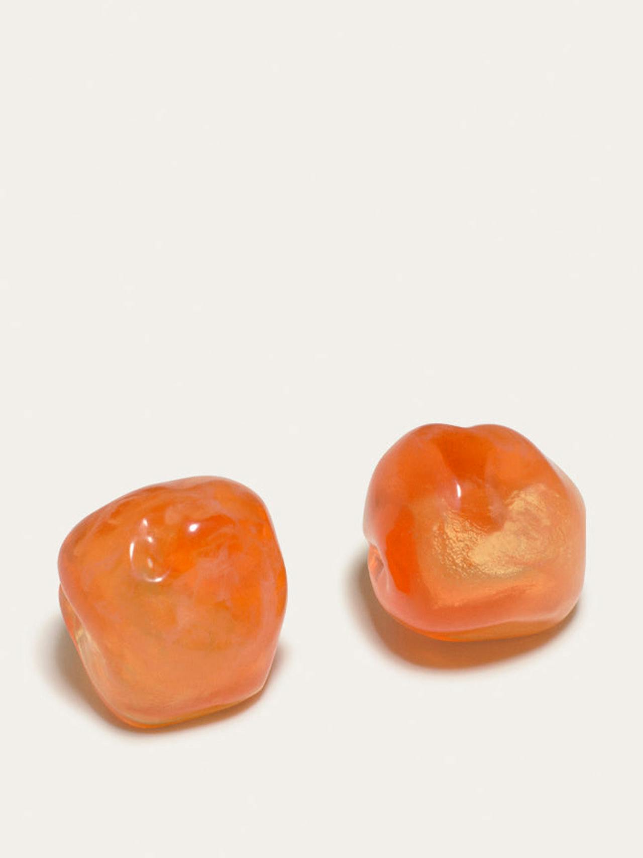 "Notsobig" Randomised Organic Shape orange bio resin and gold vermeil earrings