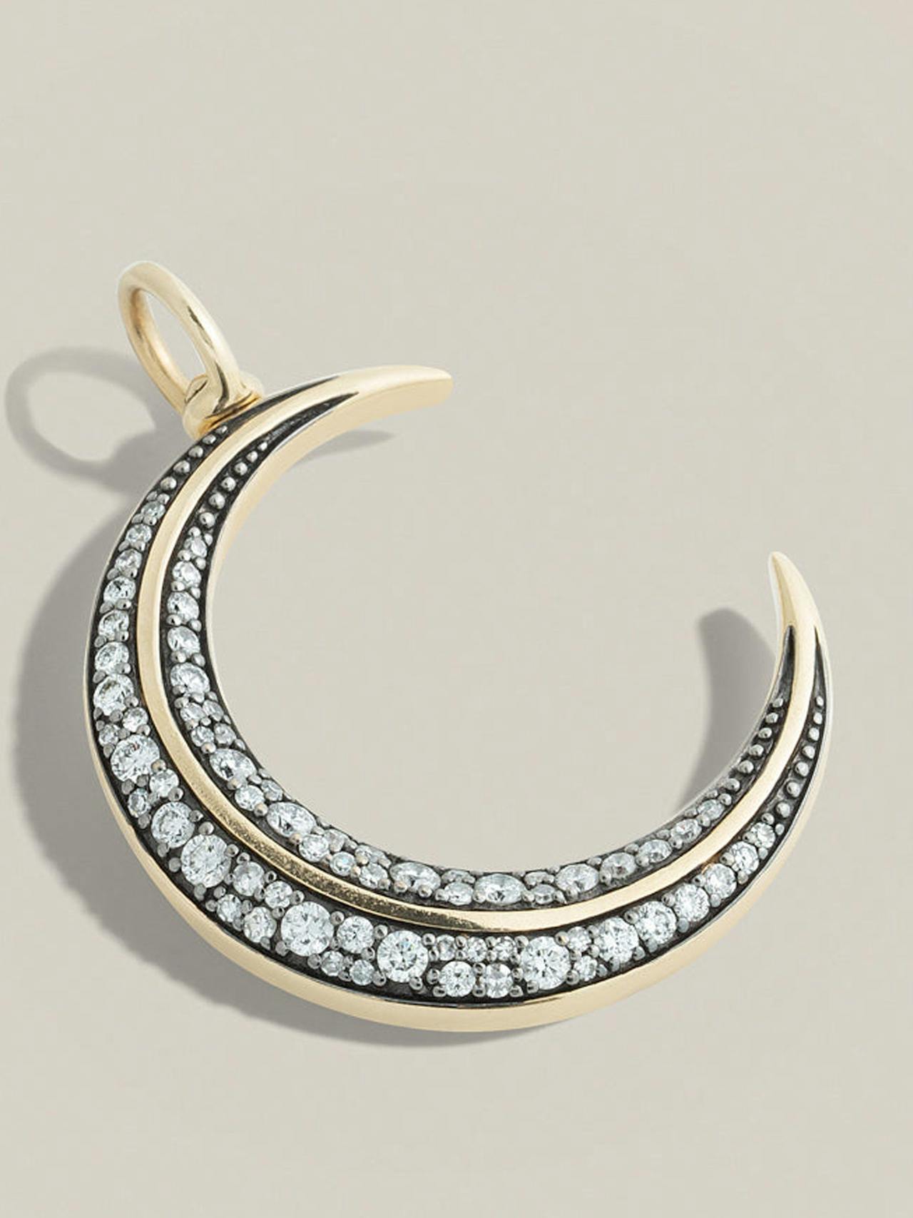 Crescent moon diamond pendant