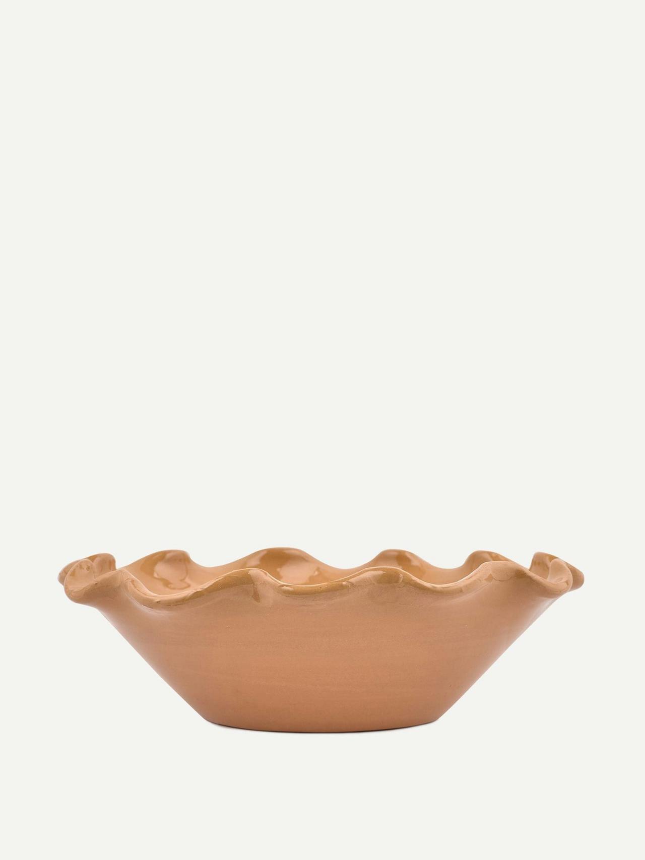 Terracotta ruffle ceramic bowl