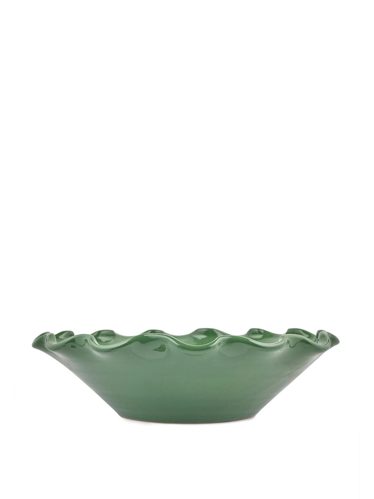Green ruffle ceramic bowl