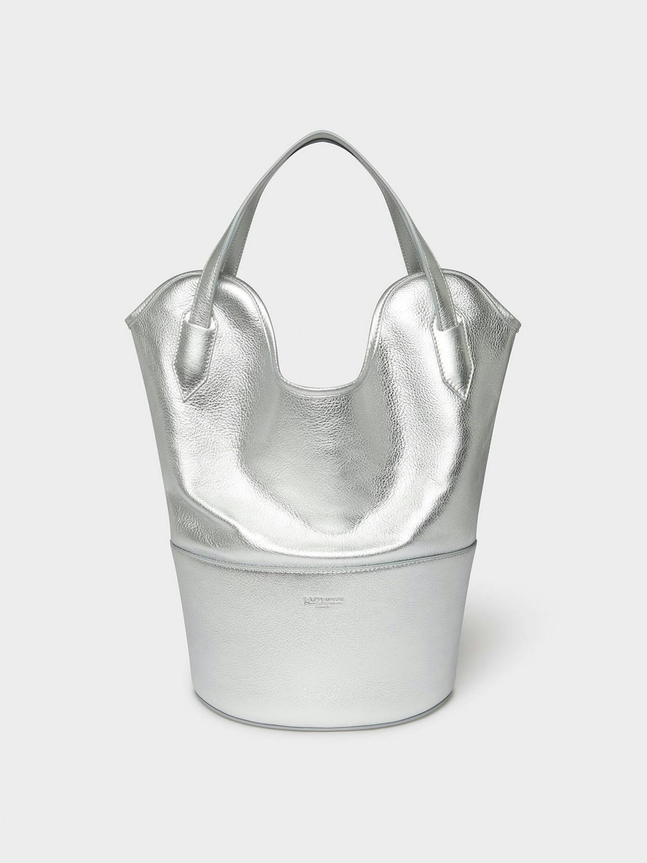 Silver small Ray bucket bag