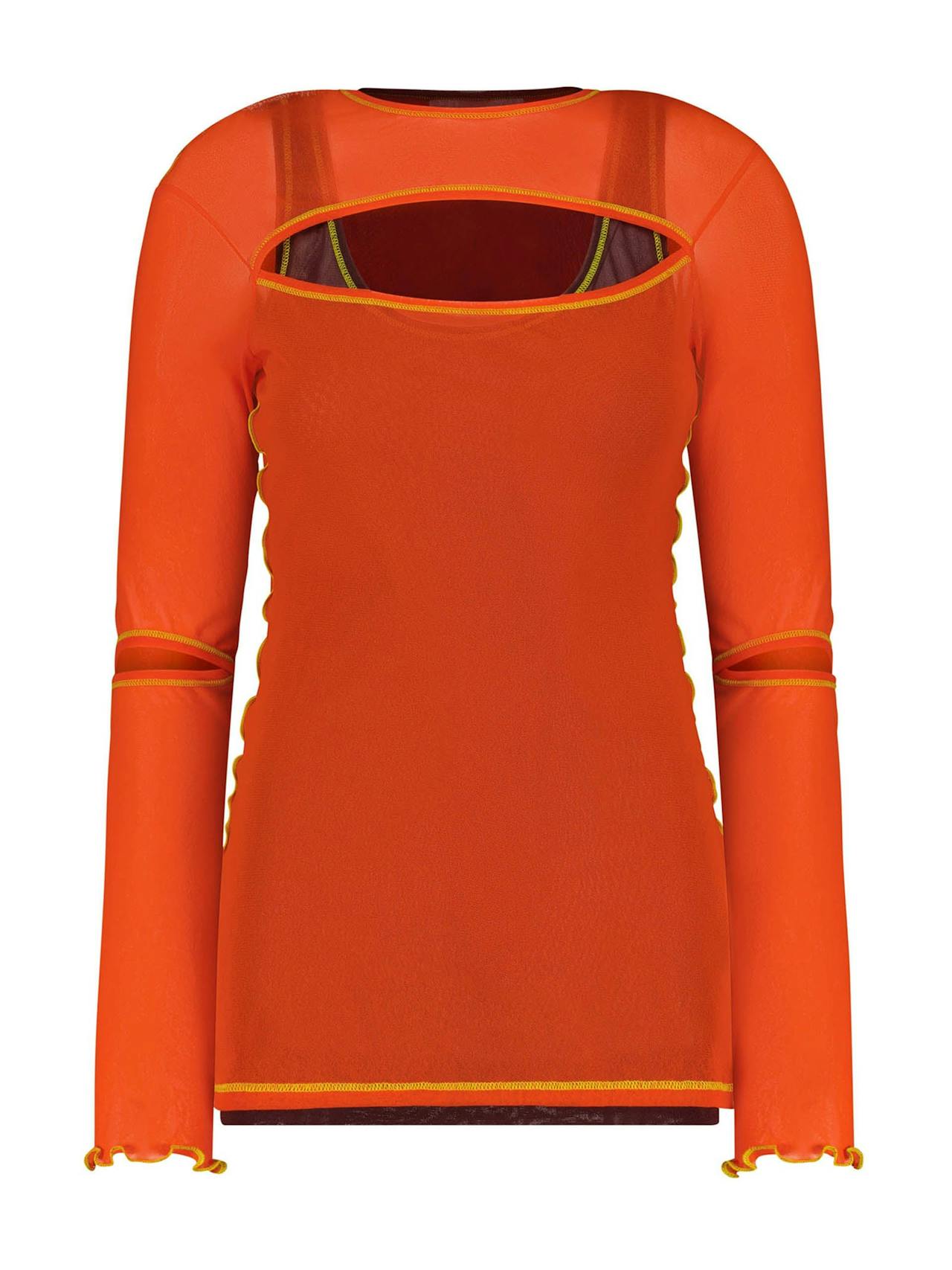 Orange layered long sleeve top