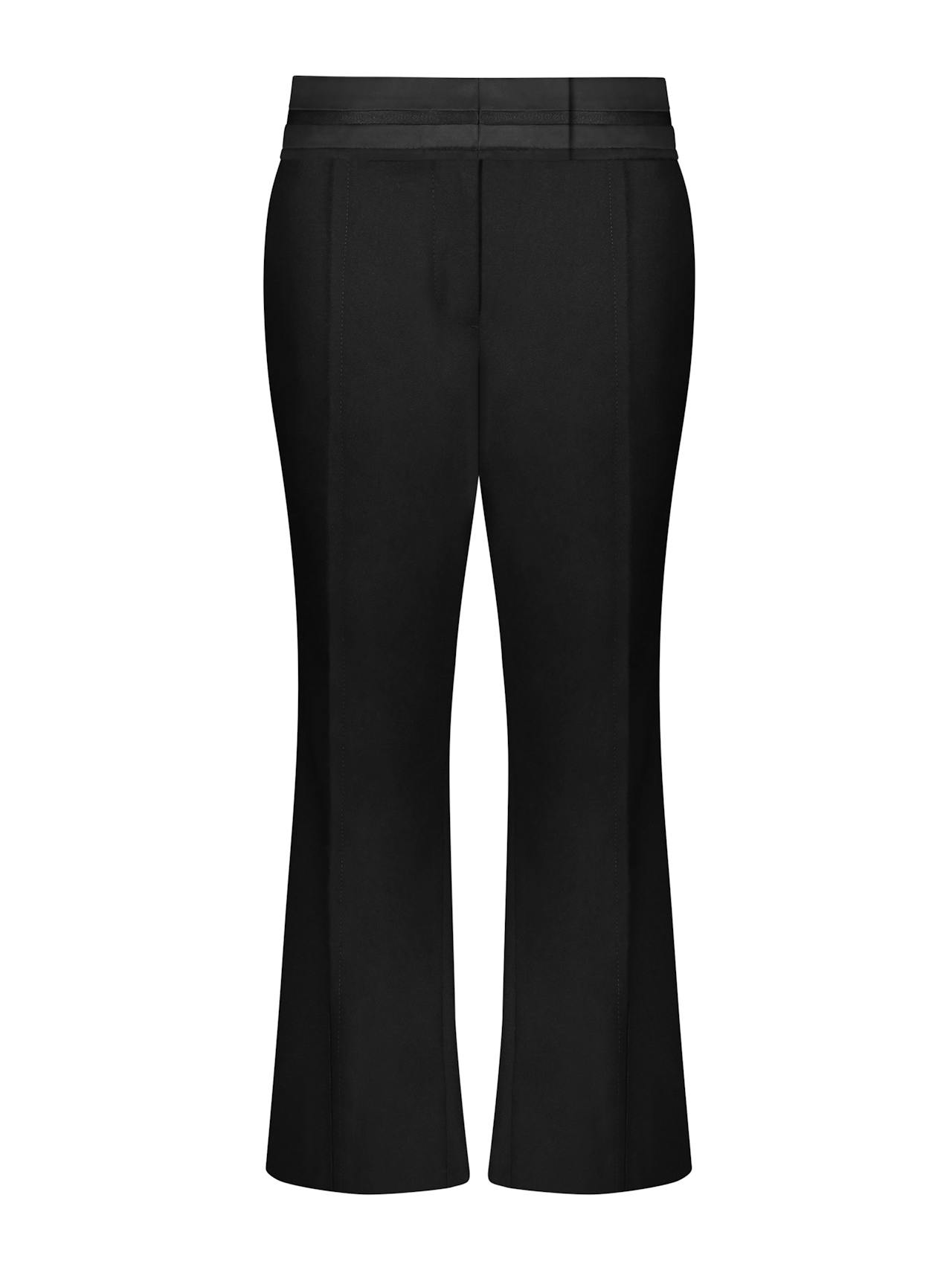 Black cropped flare trouser with slit