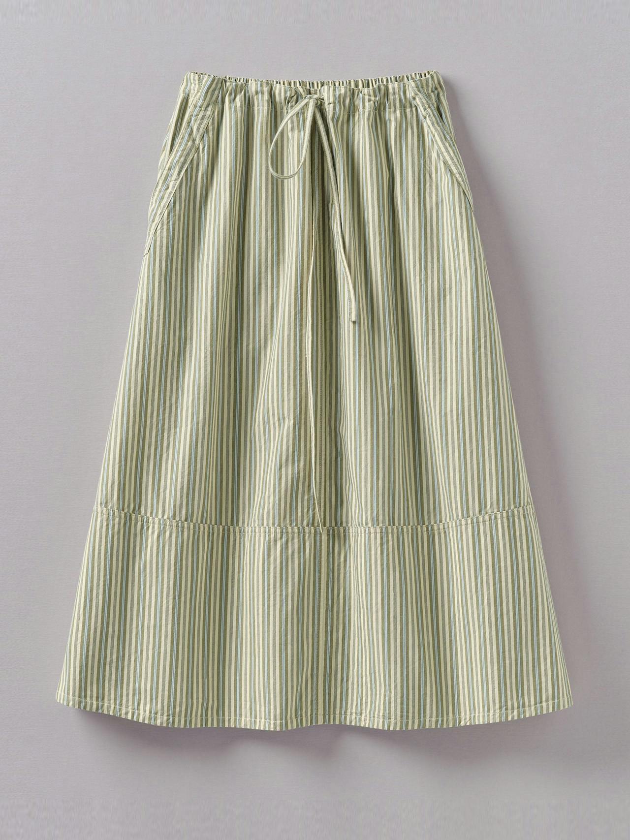 Drawstring waist green raft stripe skirt