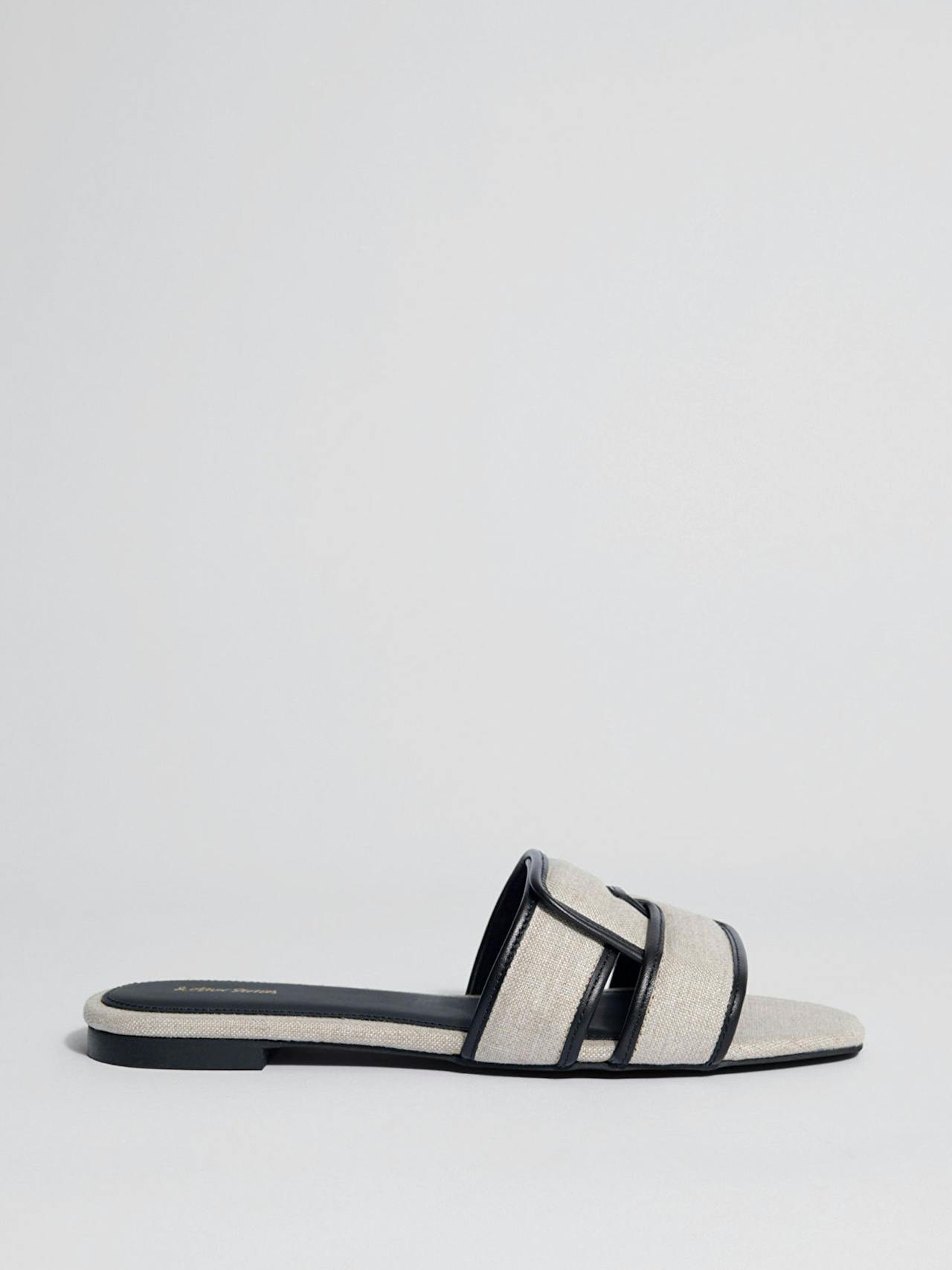 Woven leather slides
