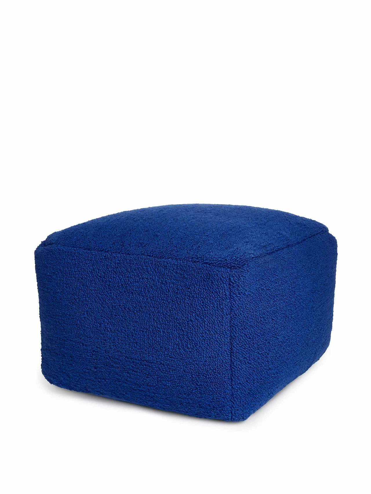 Blue cotton-wool pouffe