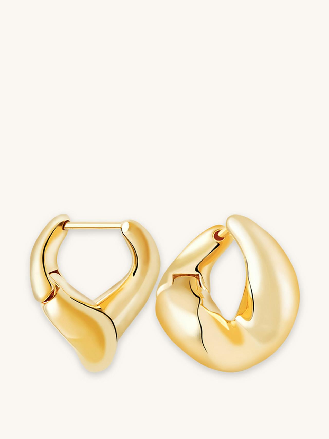 Gold plated molten hoop earrings