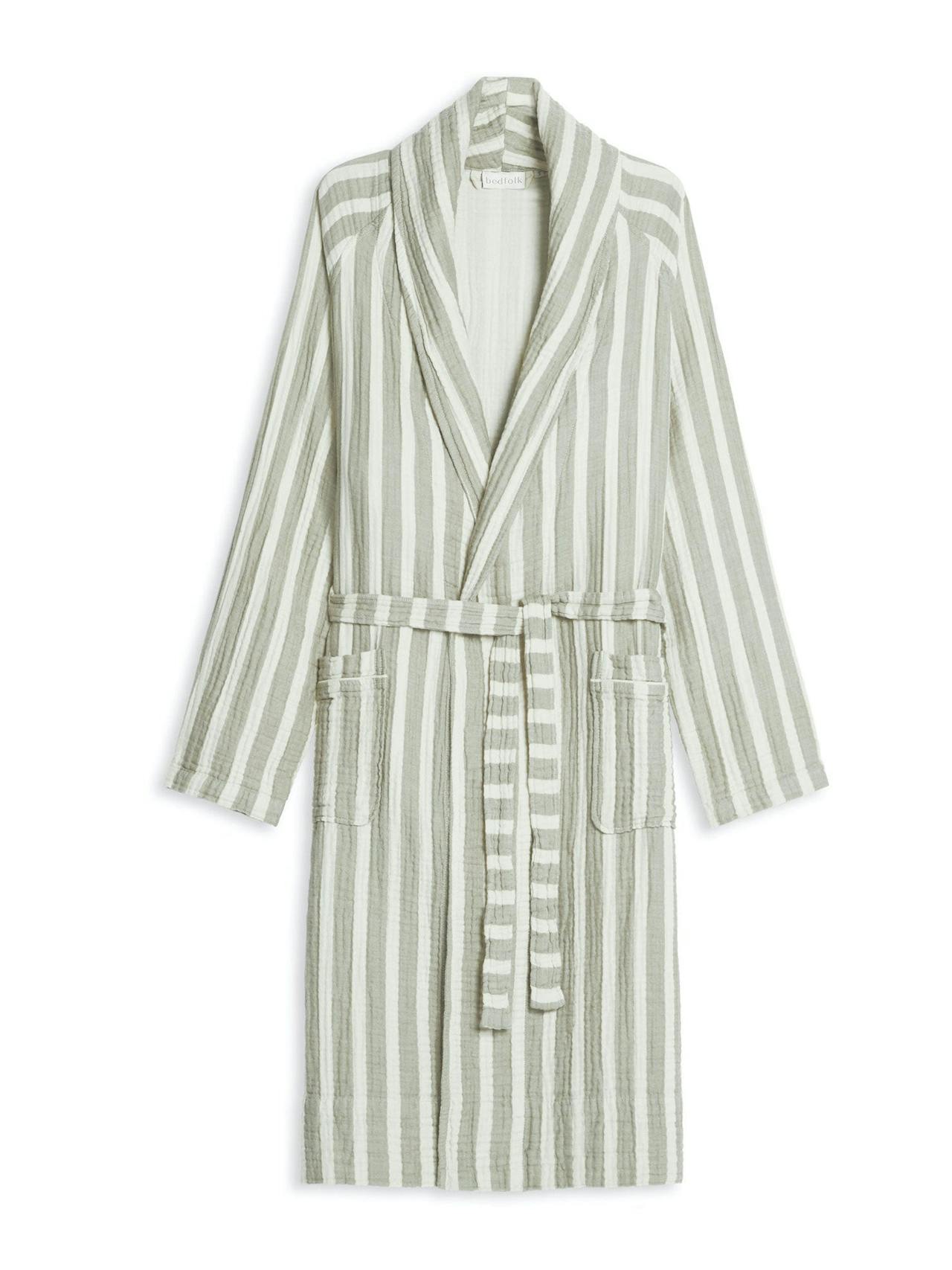 Sage stripe The Dream cotton robe