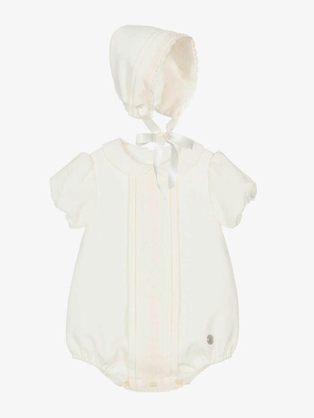 Ivory babysuit & bonnet set