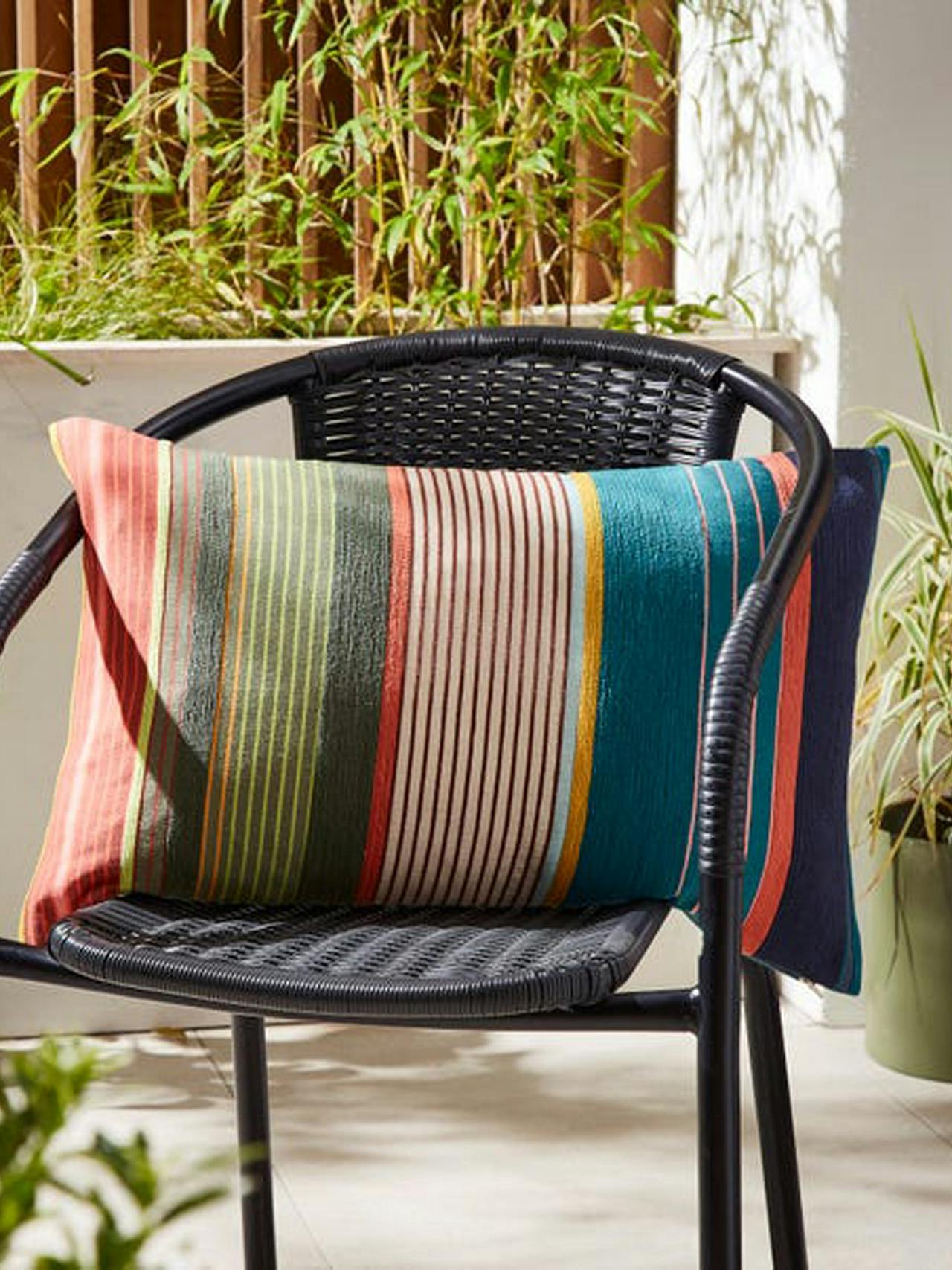 Elements striped rectangular outdoor cushion