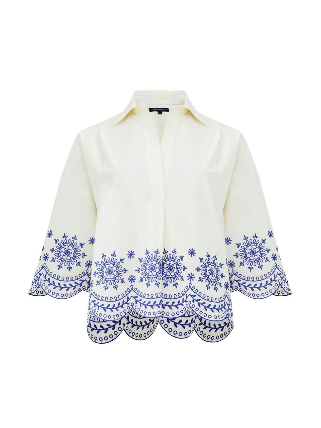 Alissa cotton embroidered popover shirt