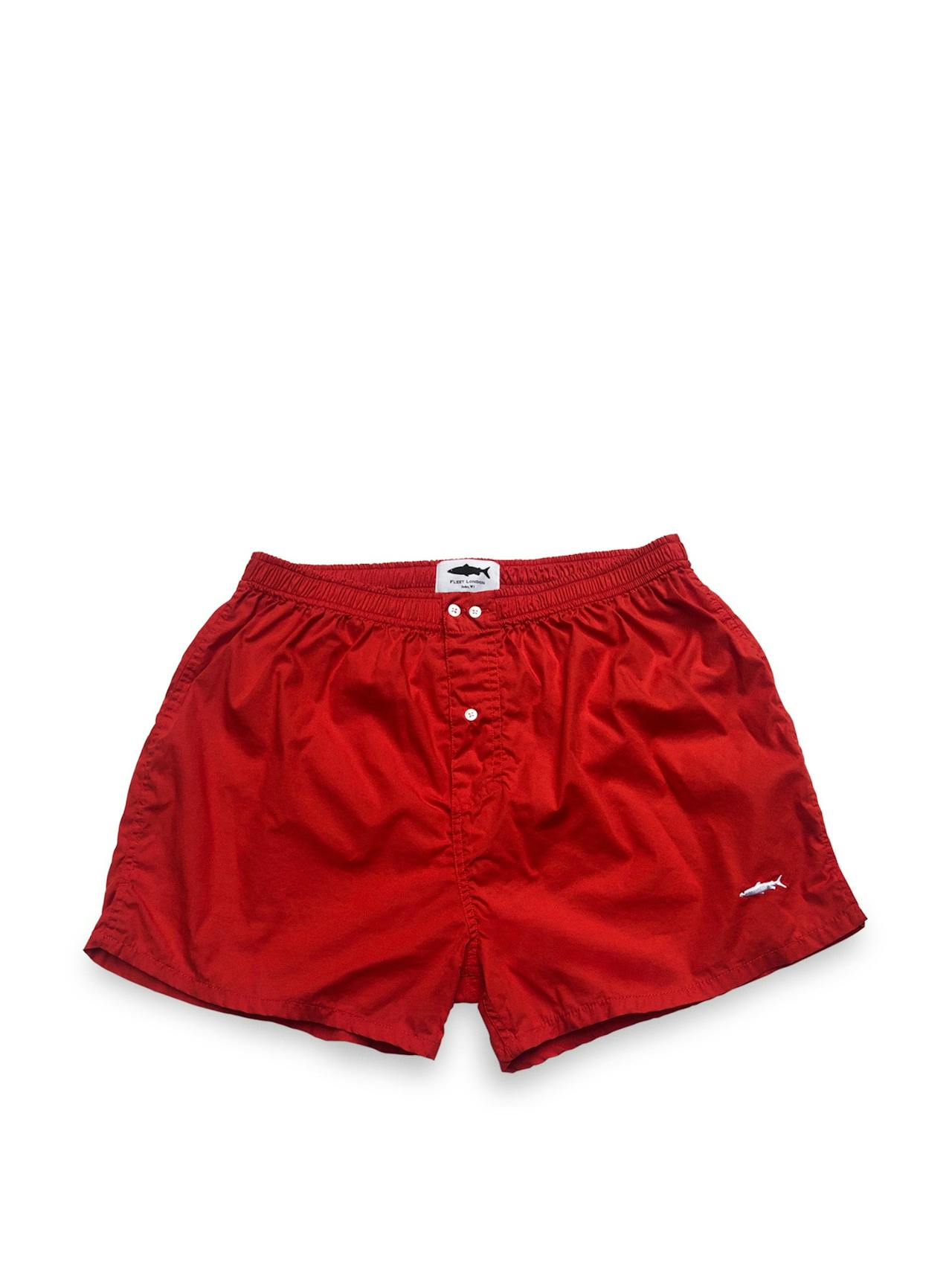 Red cotton boxer shorts