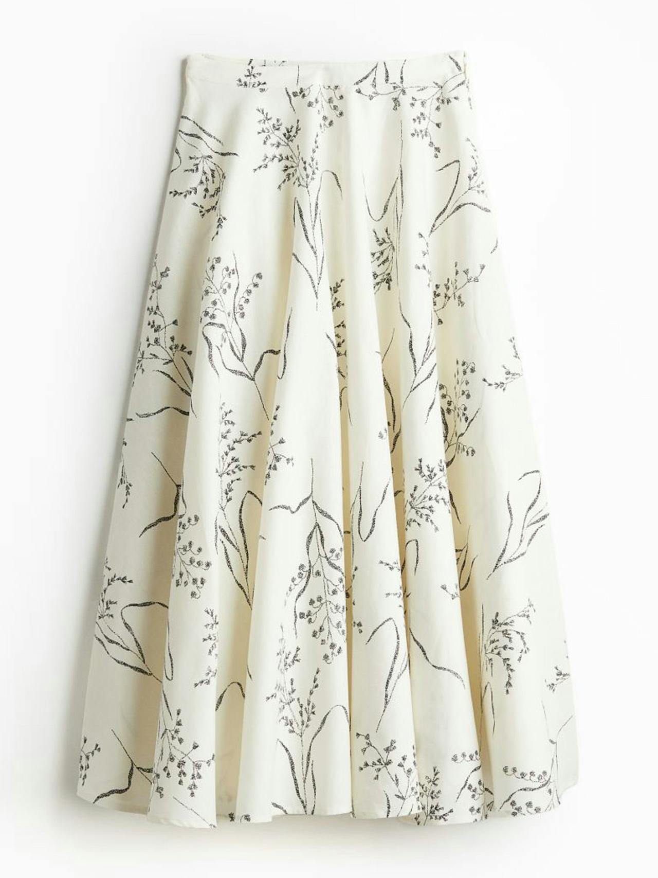 Linen-blend circular skirt