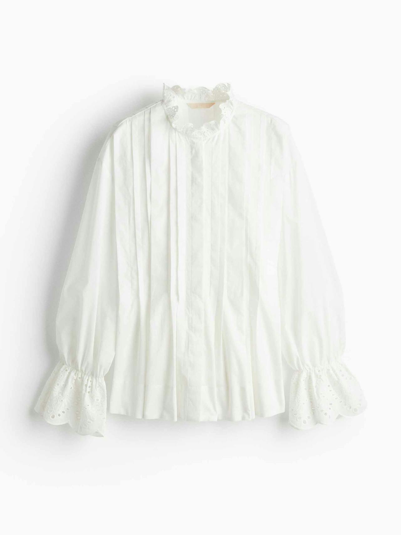 Pintuck cotton blouse