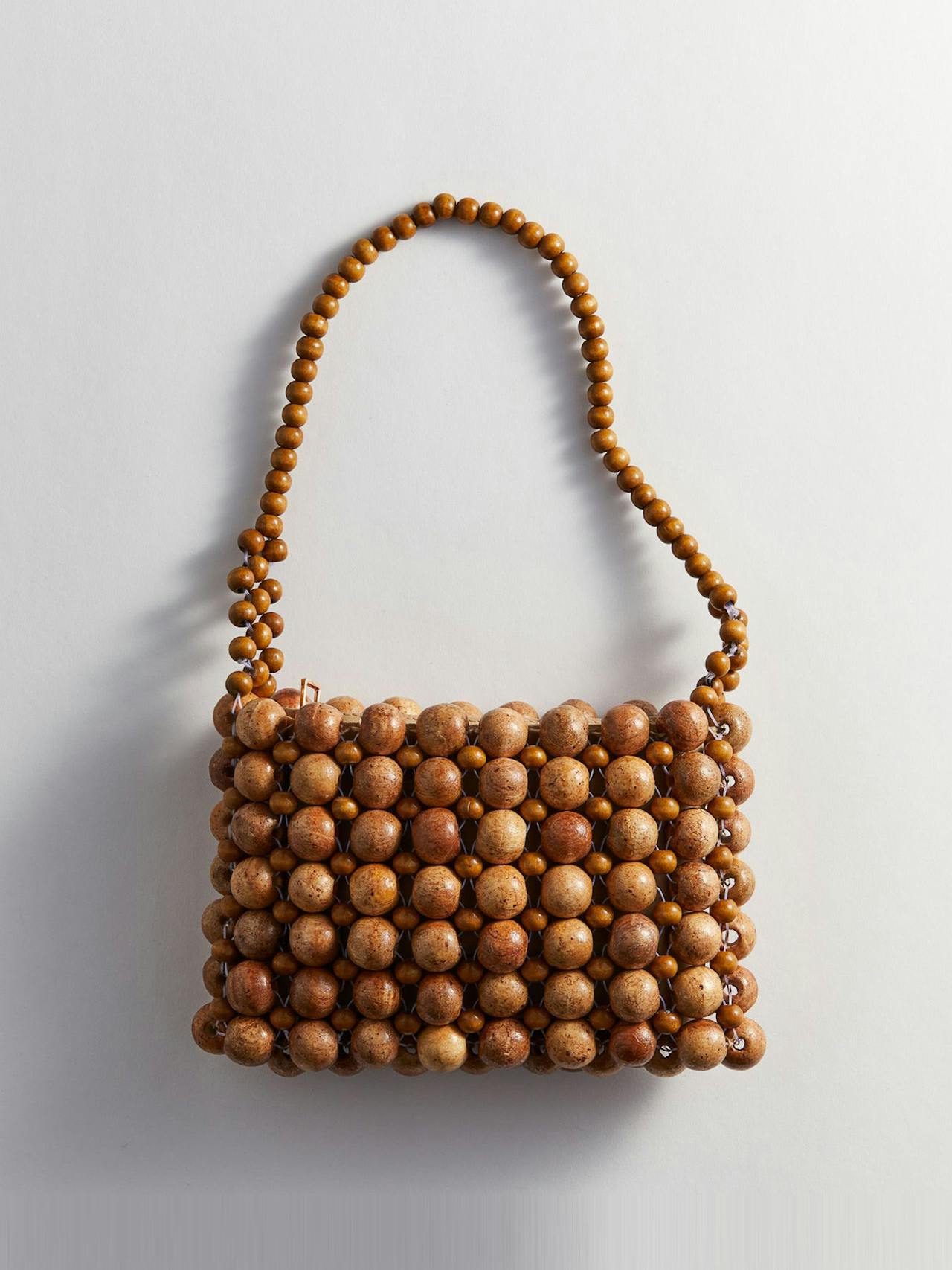 Wooden-bead handbag
