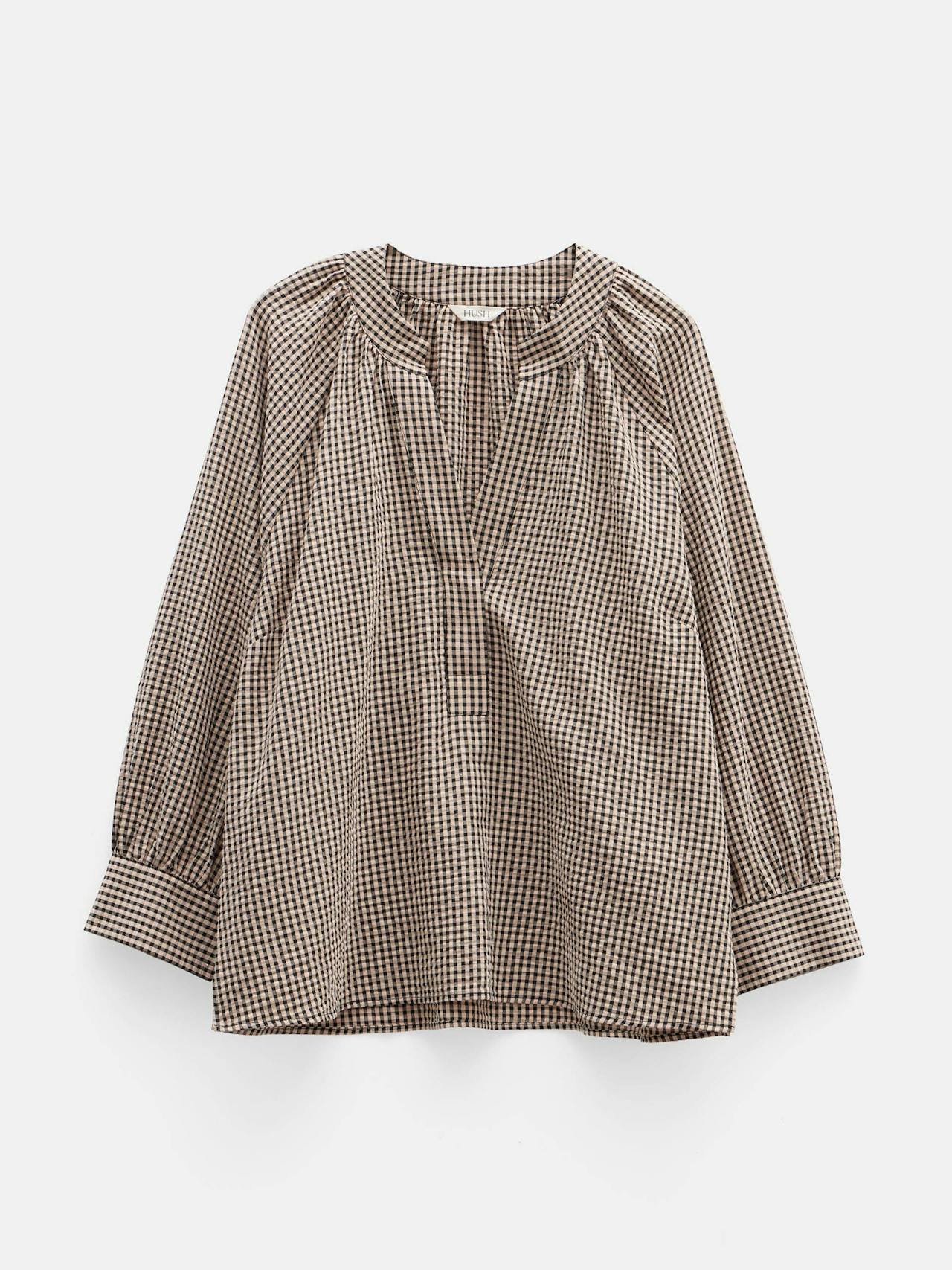 Rhea relaxed cotton placket detail top