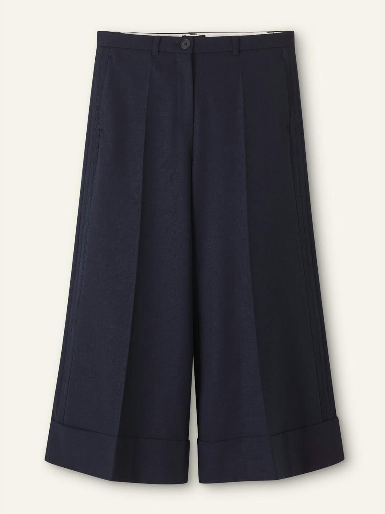 Wool-blend exaggerated crop trousers
