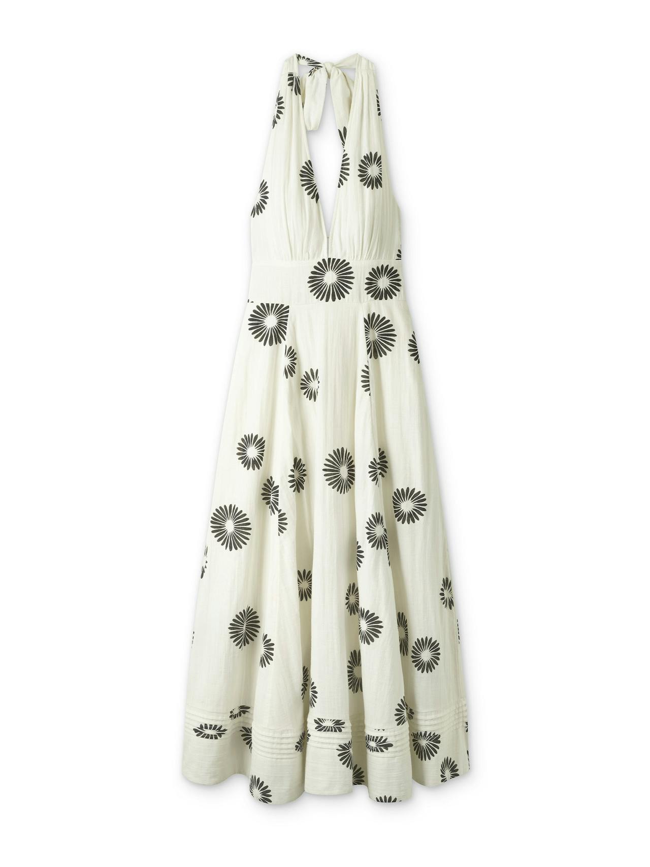 Cheesecloth modern daisy print maxi dress