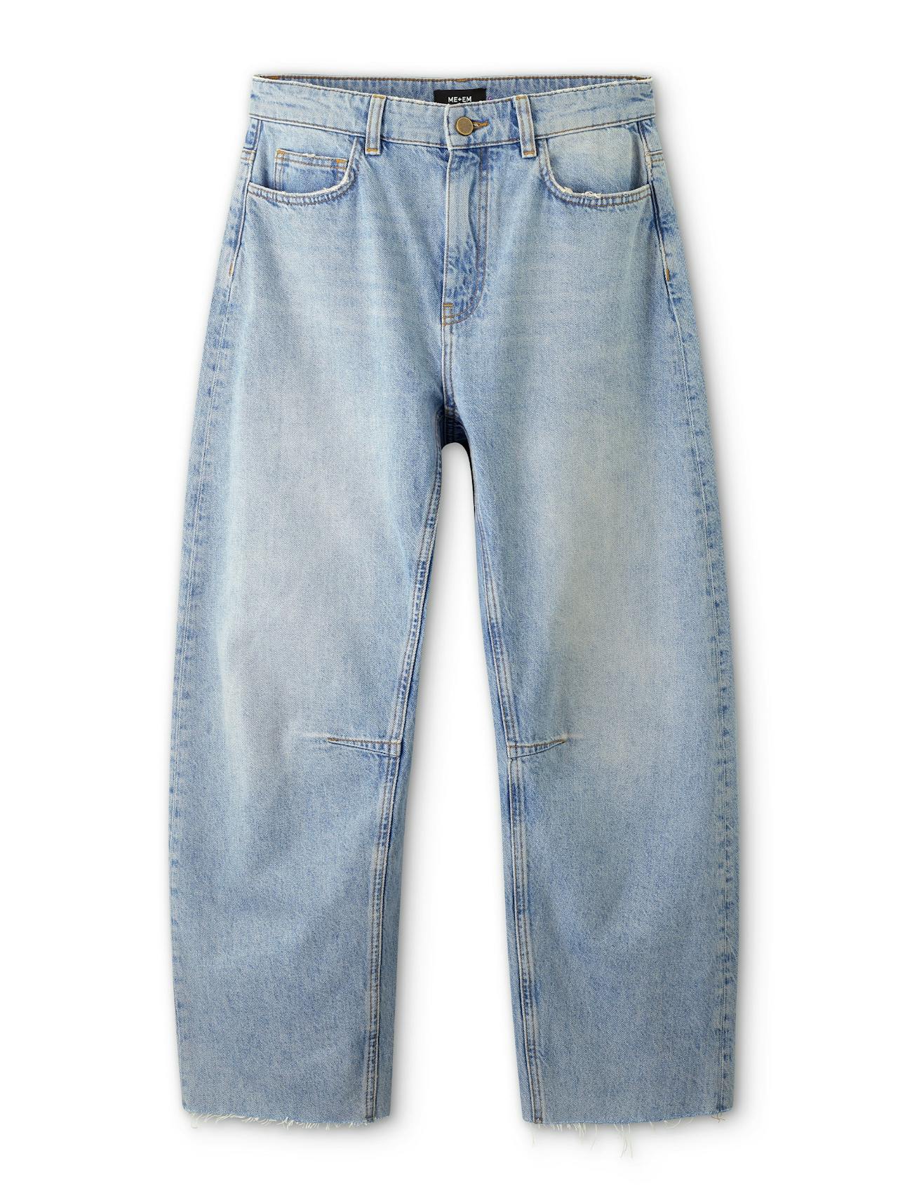 Frayed hem engineered-leg jeans