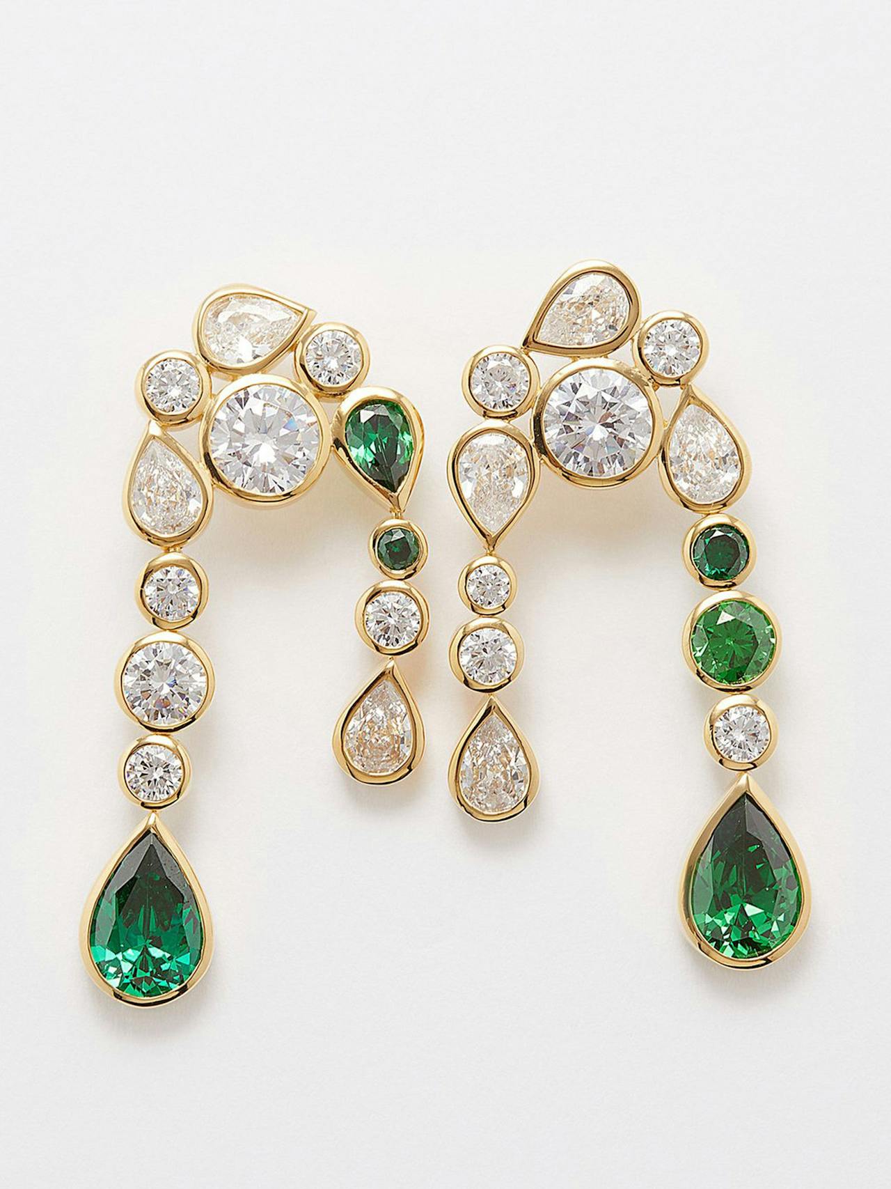 Cubic zirconia & 14kt gold-plated drop earrings