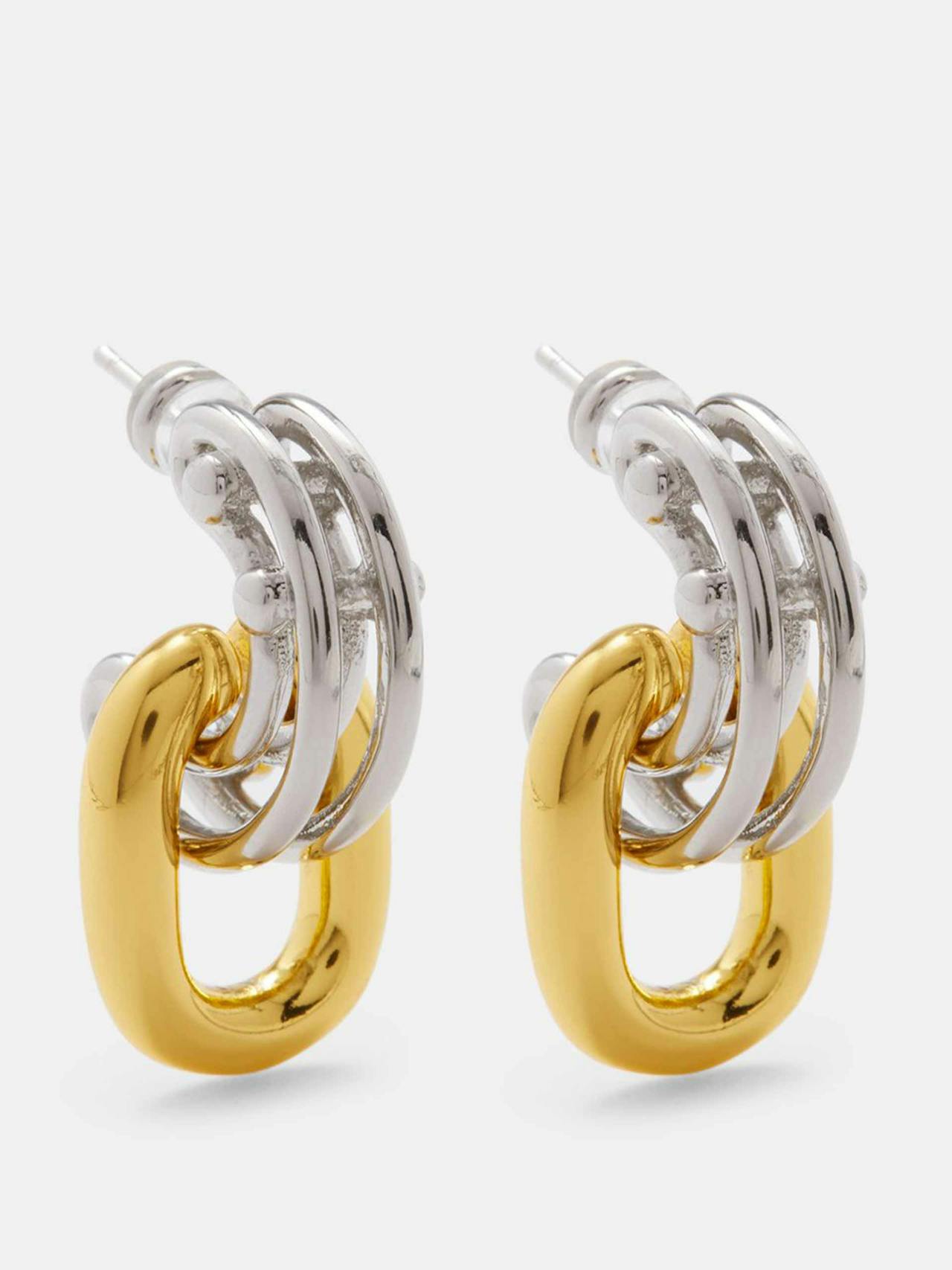 Double layer 18kt gold-plated hoop earrings