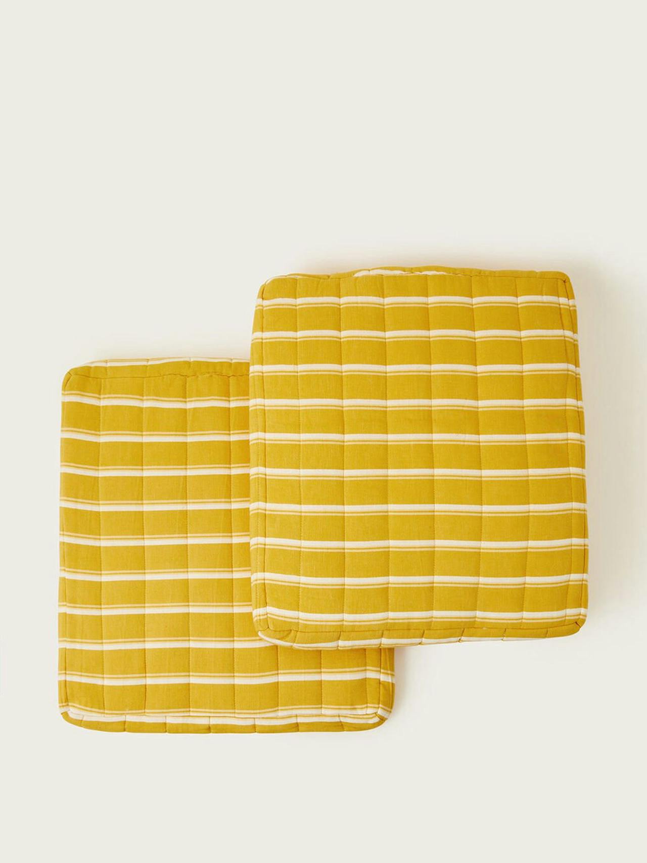 Yellow stripe bench cushions (set of 2)