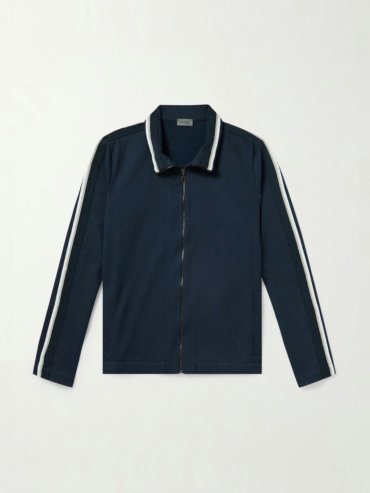Yves webbing-trimmed double-faced cotton-blend jersey track jacket
