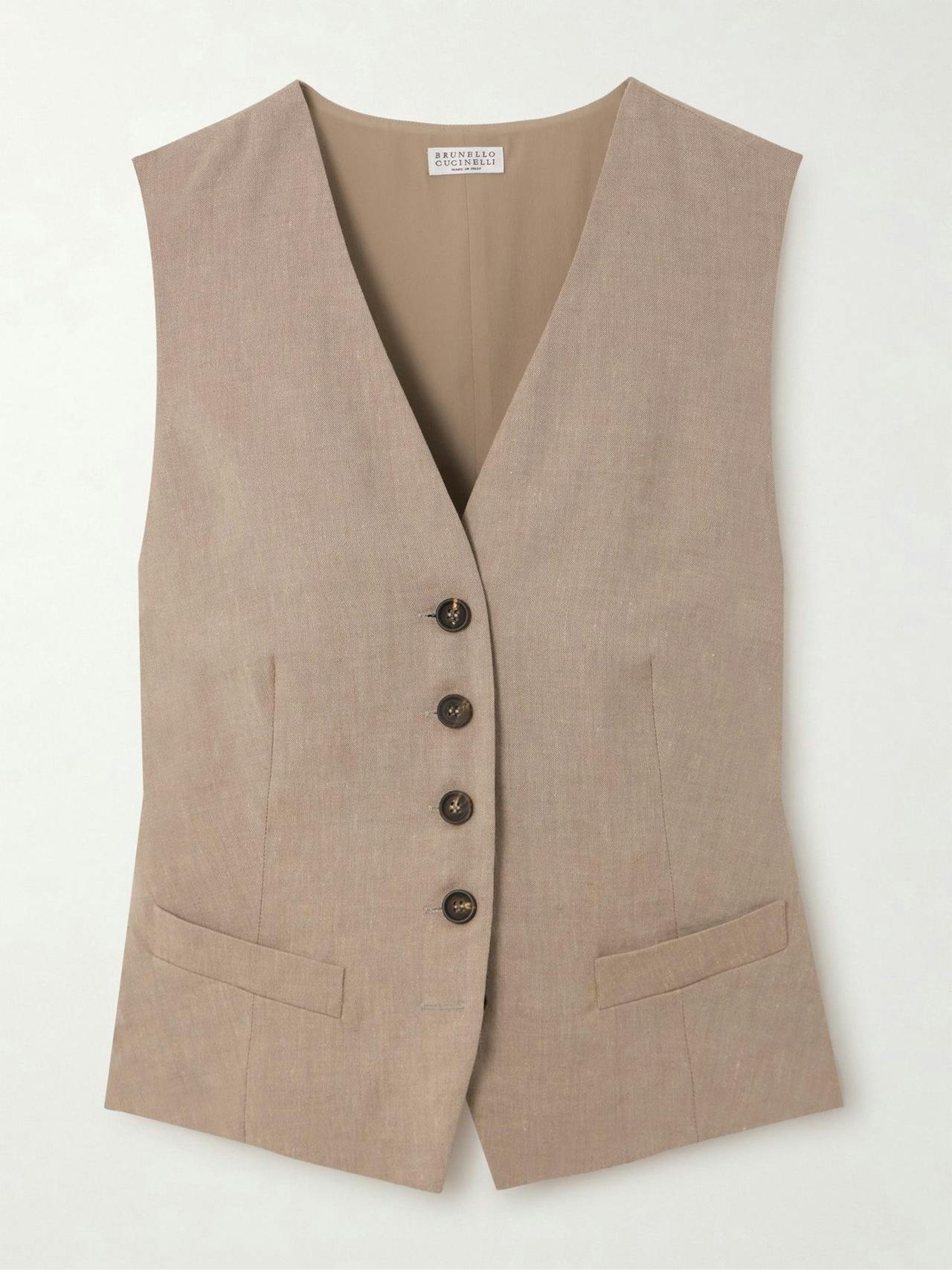 Linen and wool-blend vest