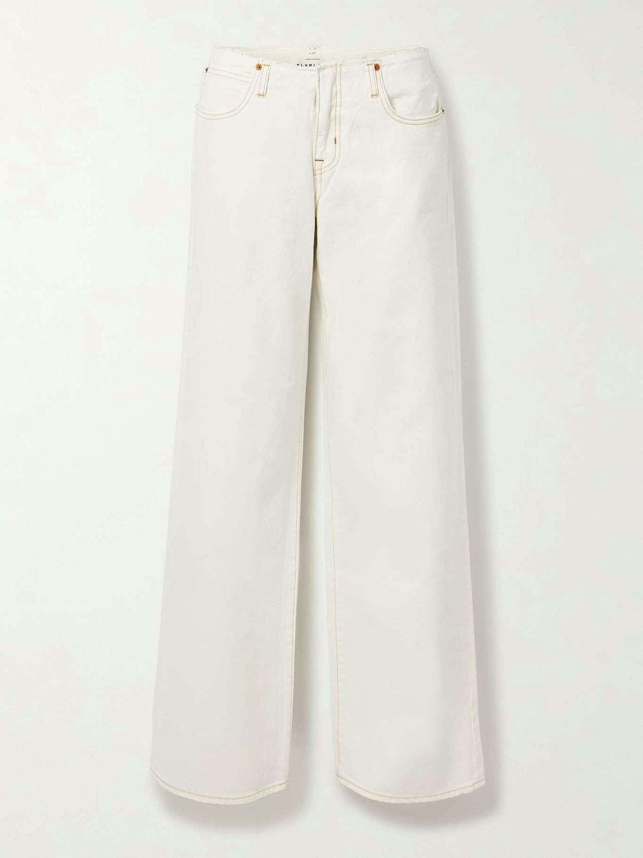 Mica frayed low-rise wide-leg jeans