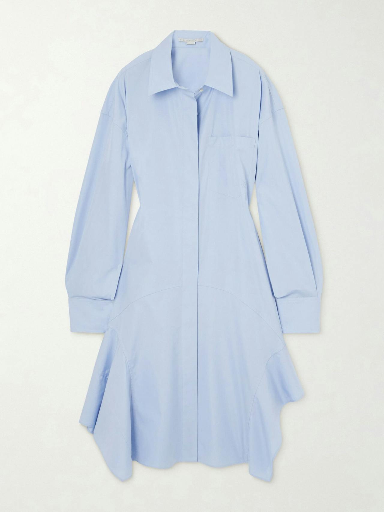 Asymmetric organic cotton-poplin shirt dress