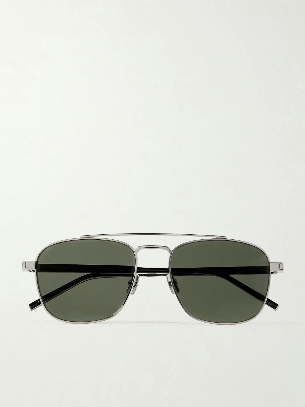 Aviator-style acetate and silver-tone sunglasses