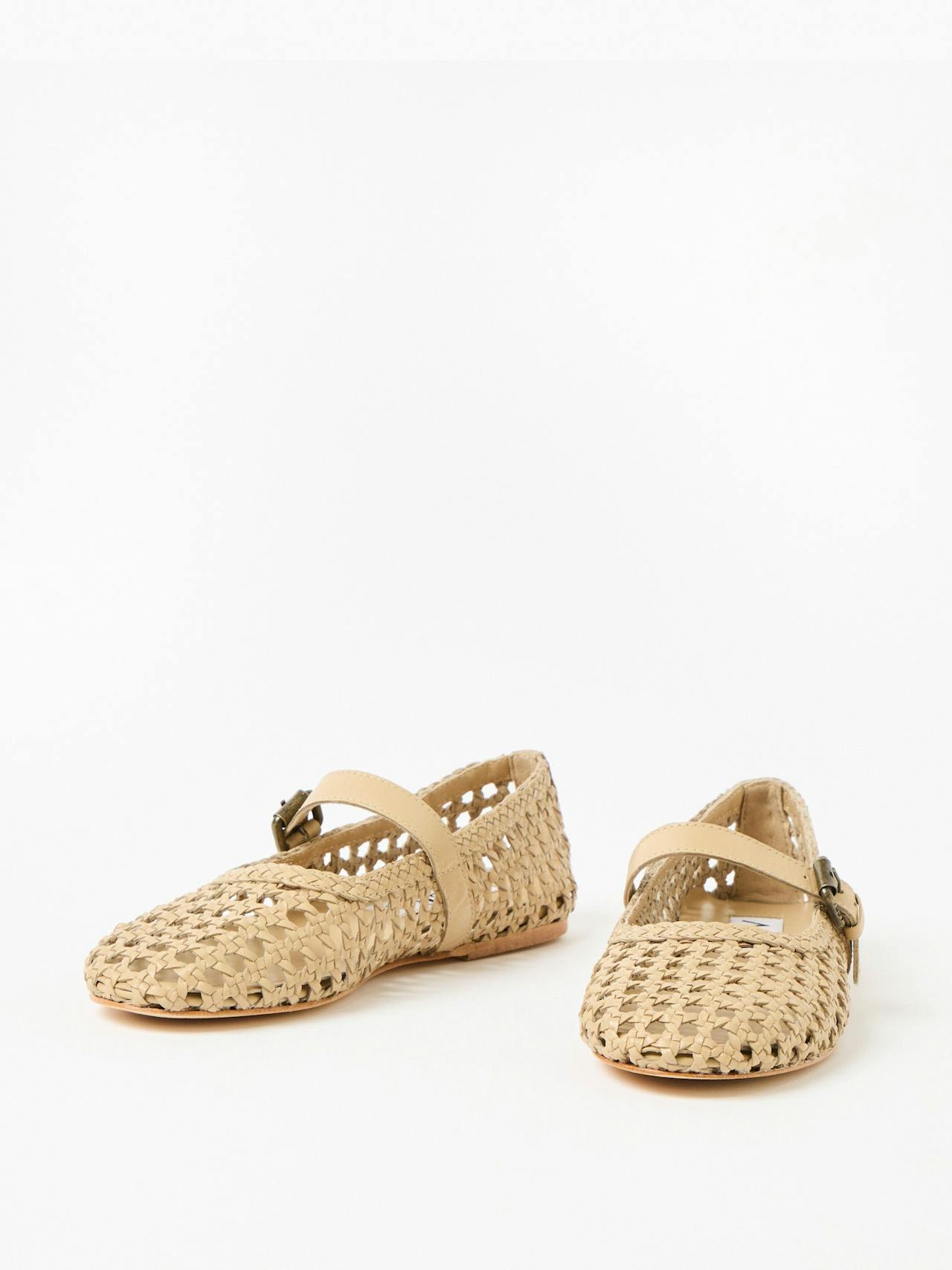 Asra neve woven leather Mary Jane flats