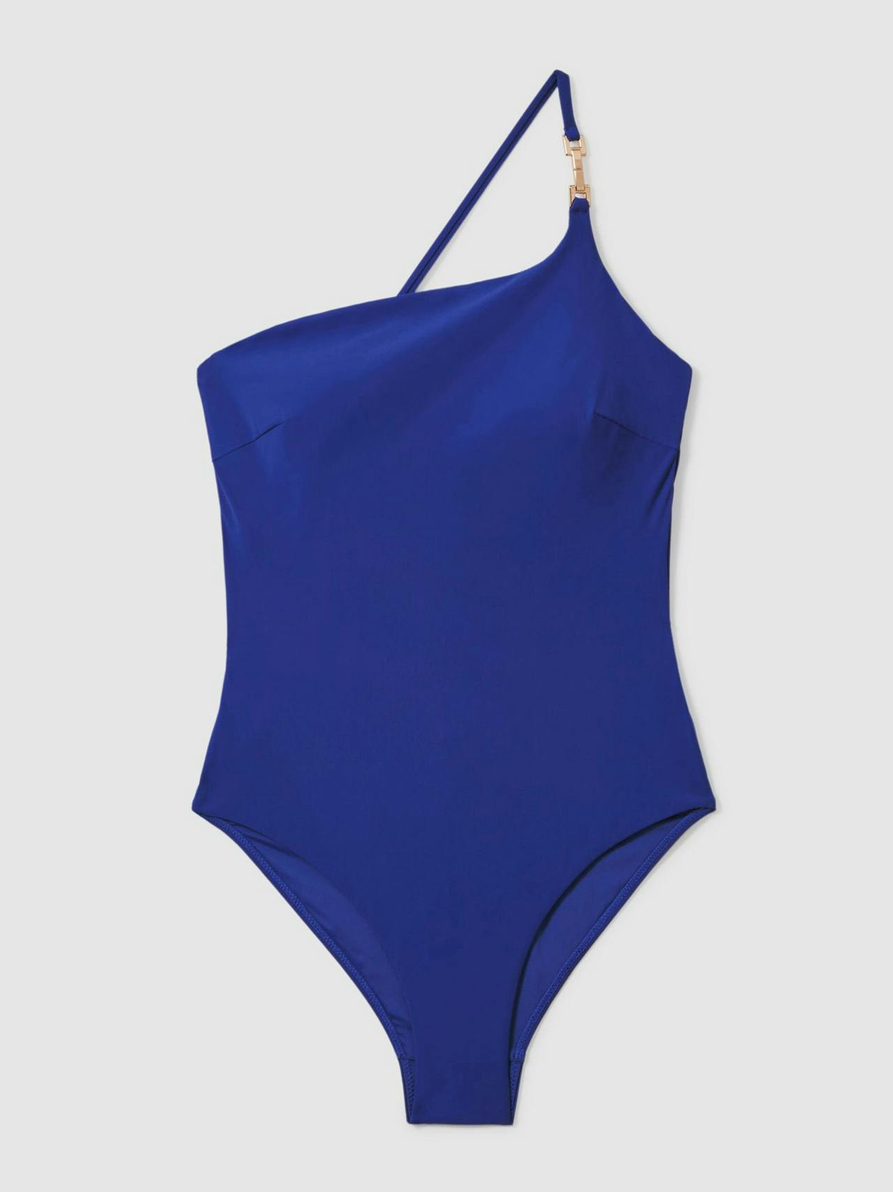 Olive asymmetric cross-back swimsuit