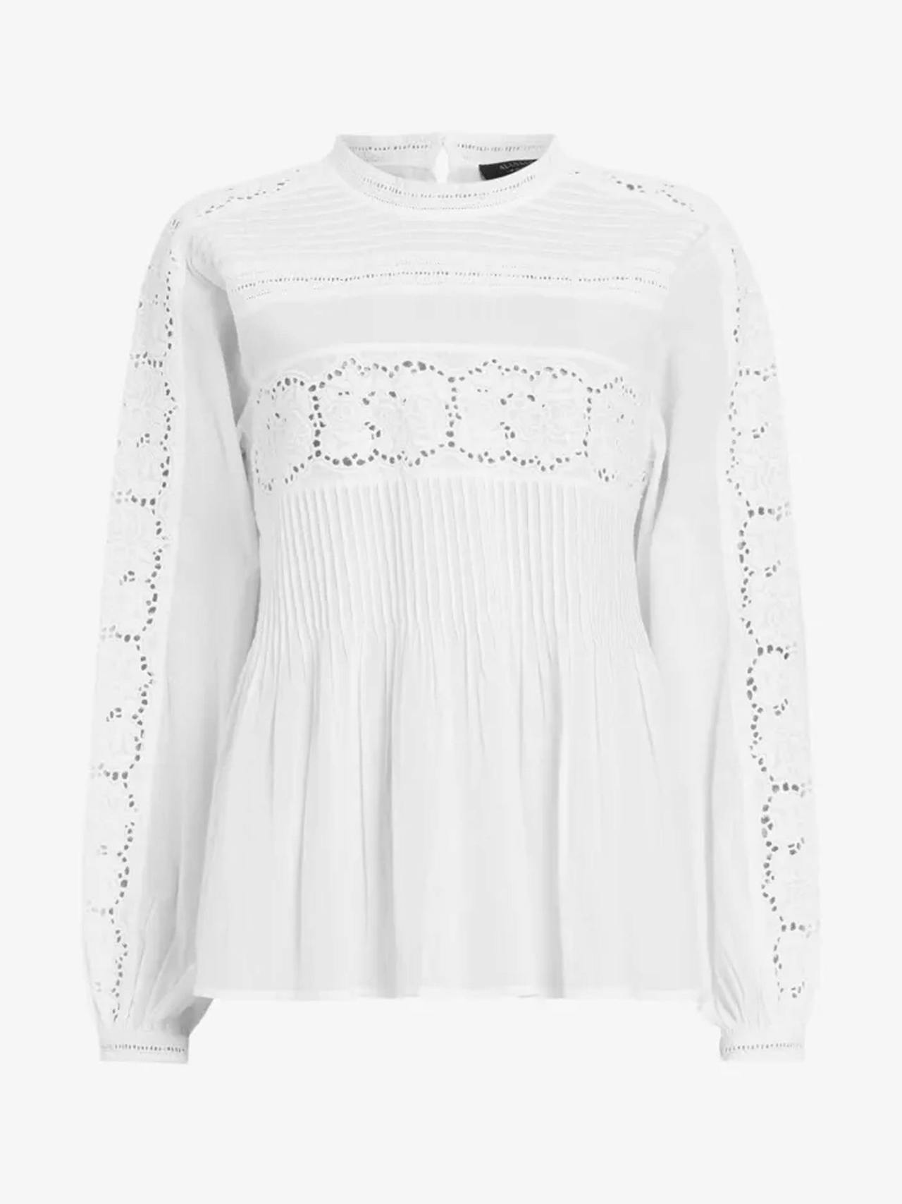 Elaia lace-trim organic-cotton blouse