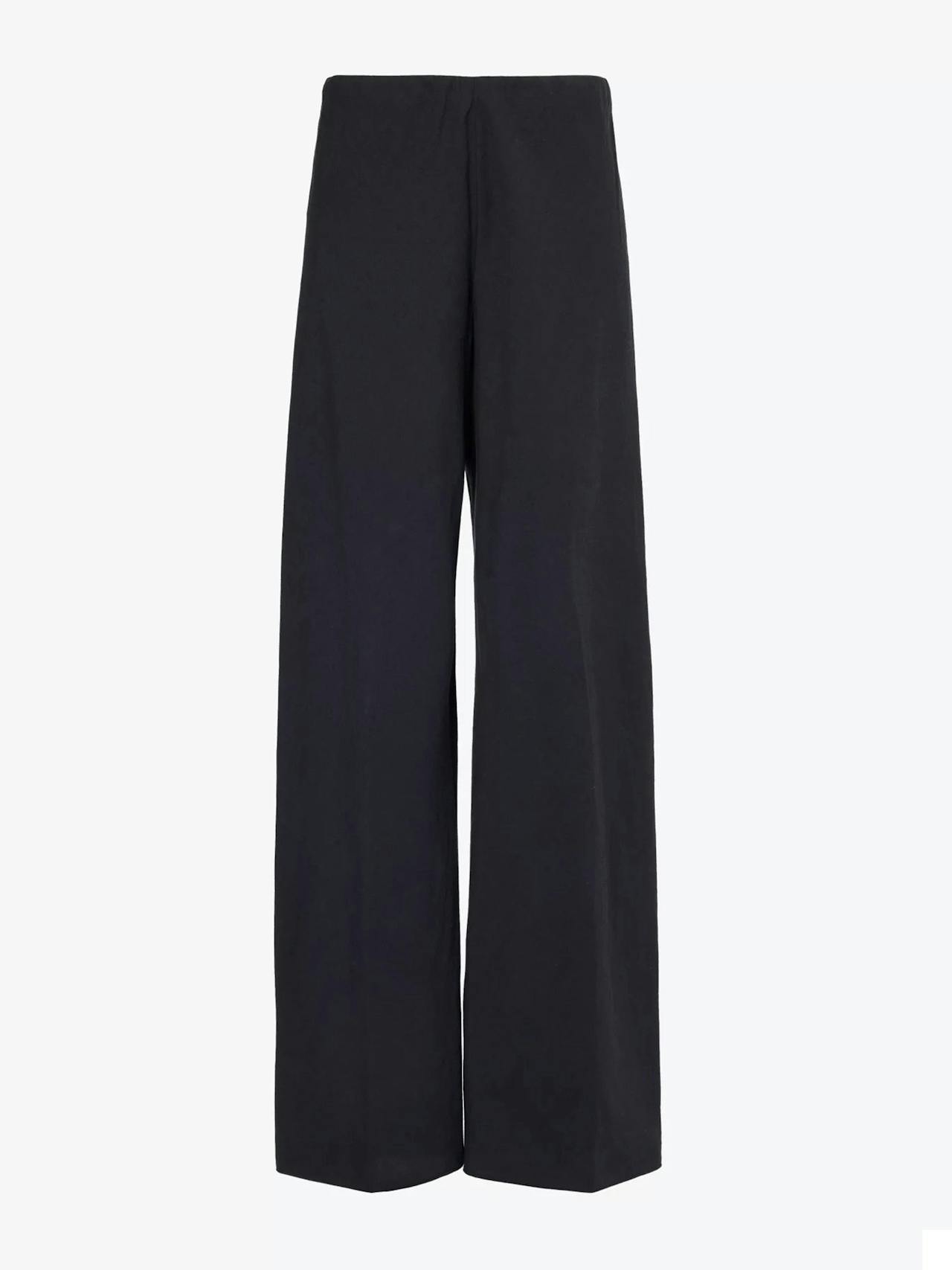 Pressed-crease straight-leg mid-rise woven trousers