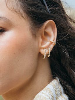 The Semi Hoops are attention seekers – with 10 lab grown diamonds held in our recycled gold setting it’s the ultimate in guilt-free glitter.