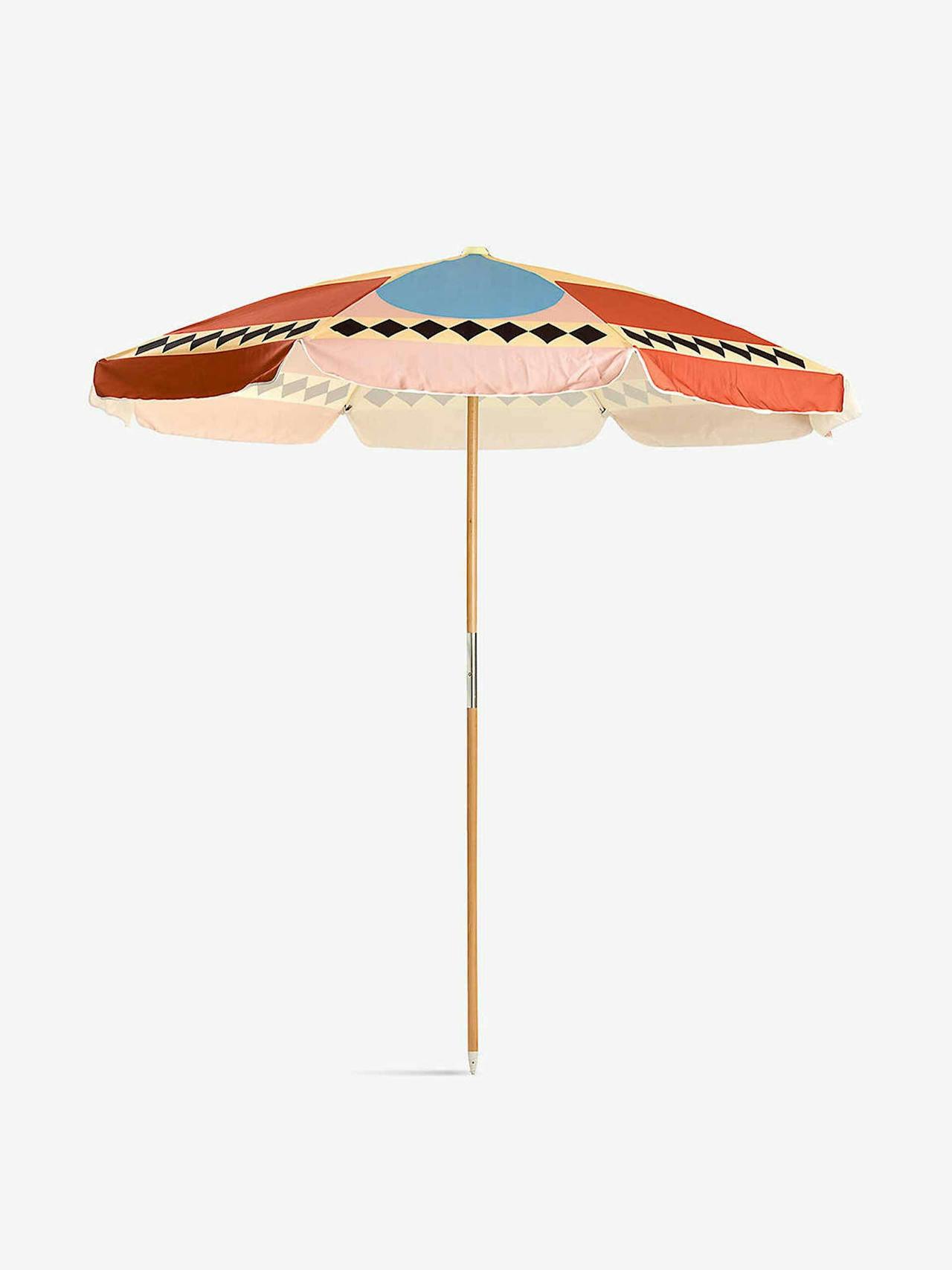 Graphic-print woven outdoor umbrella