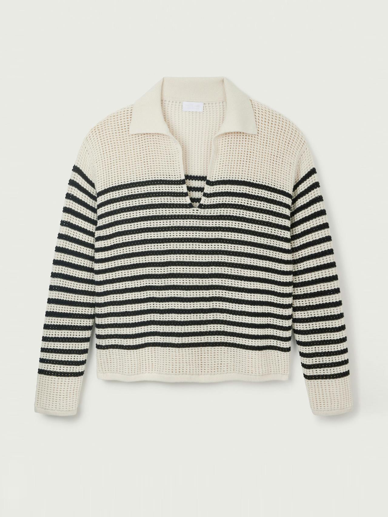 Organic cotton stripe collared jumper