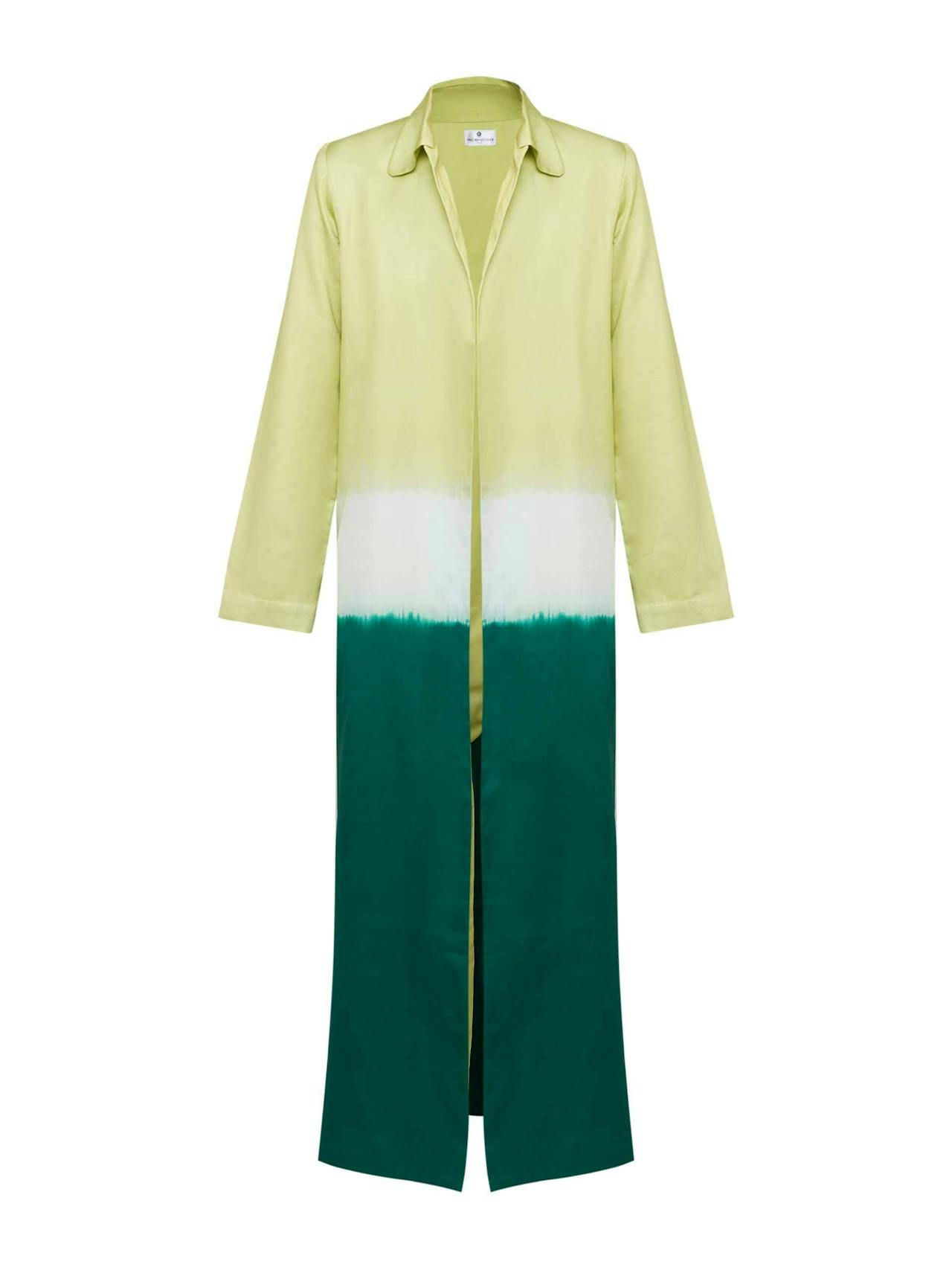 Green cotton-silk satin coat